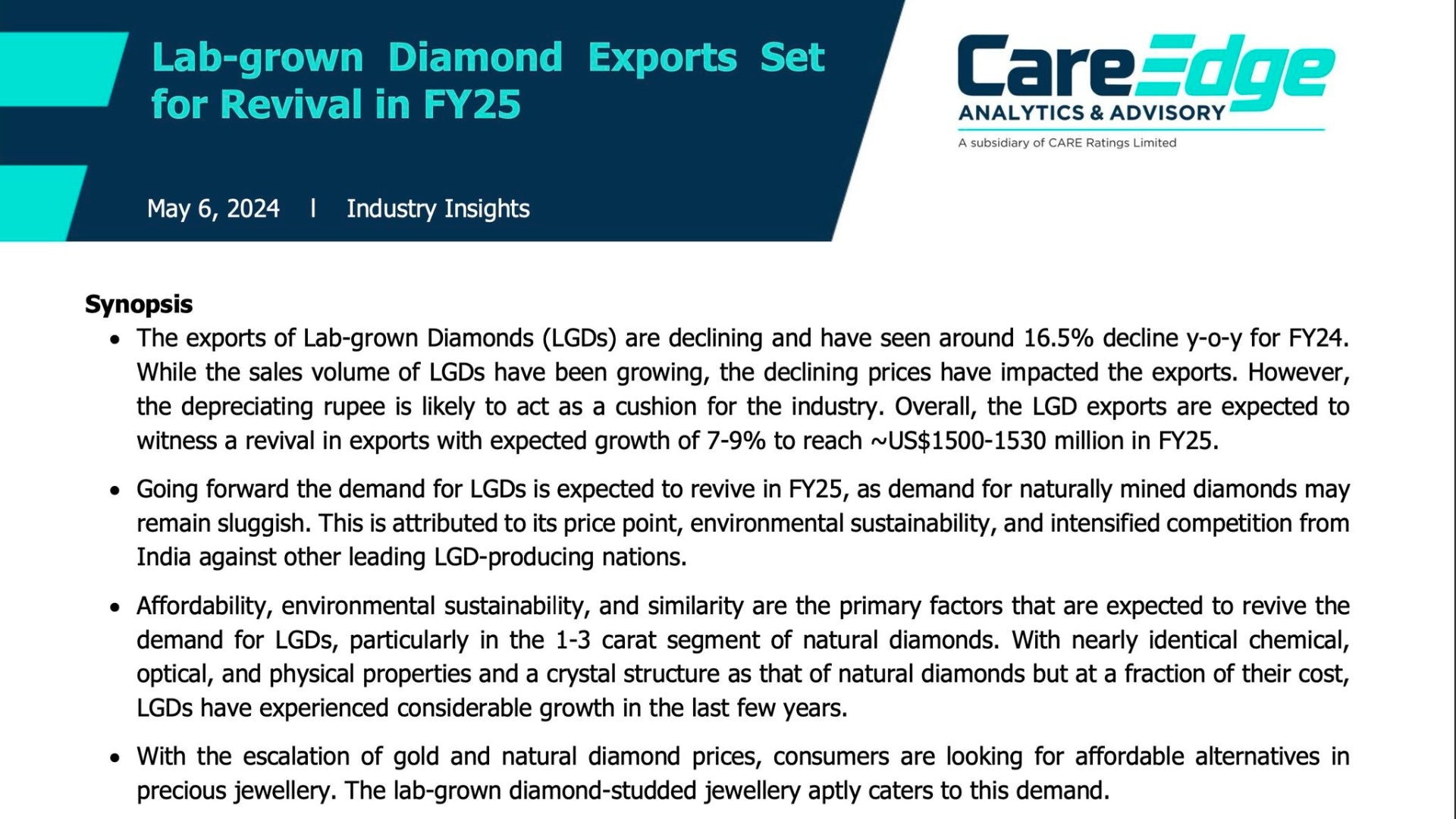 India’s Lab-Grown Diamond Industry: Poised for Sustainable and Profitable Growth