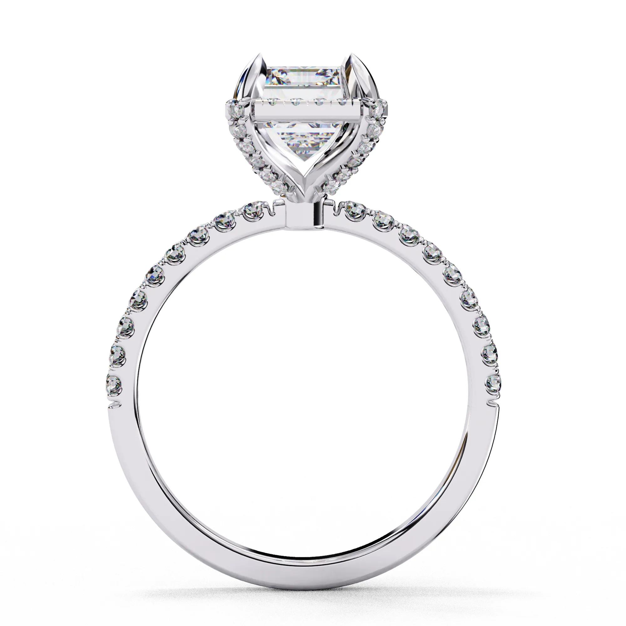 Emerald Solitaire Ring with Halo