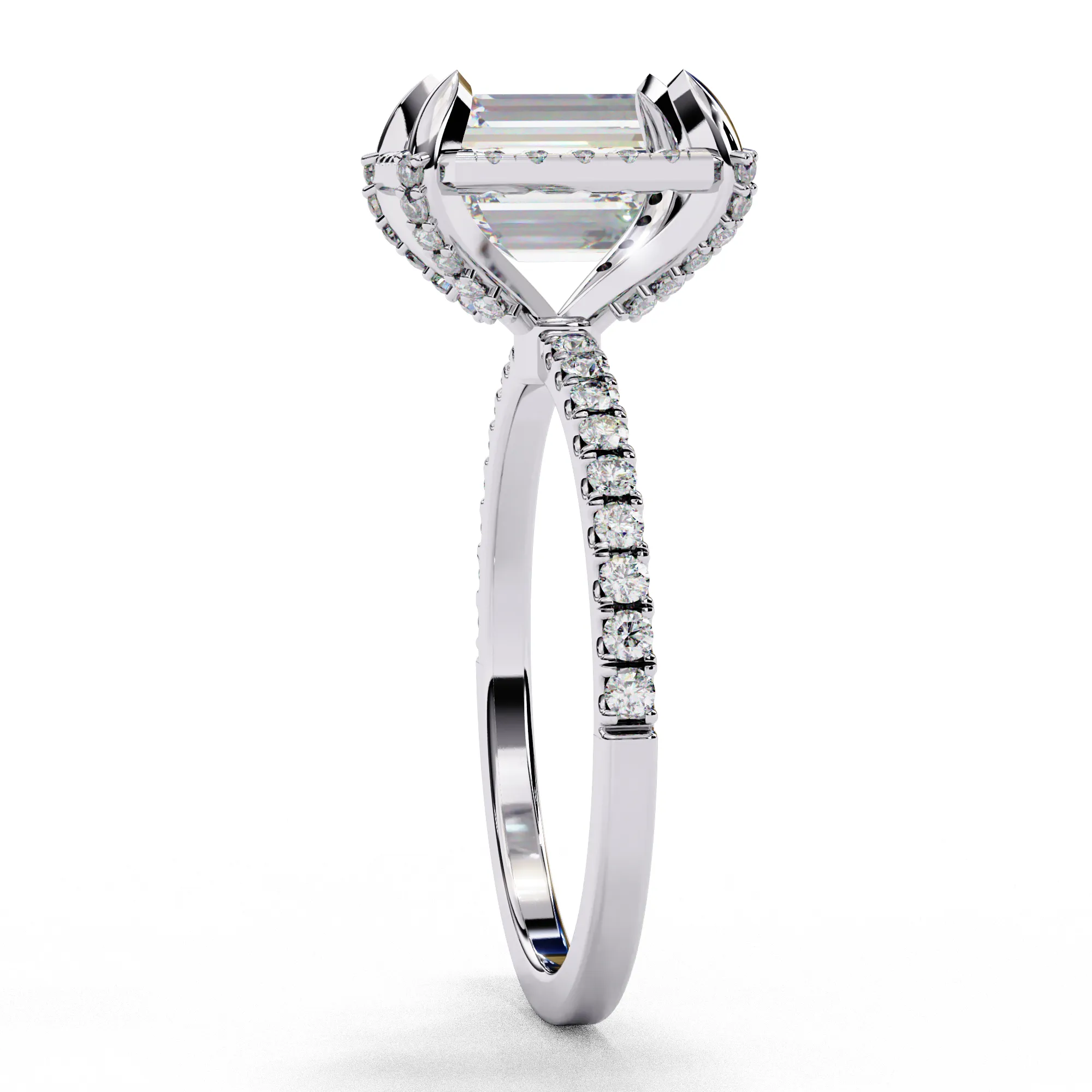 Emerald Solitaire Ring with Halo