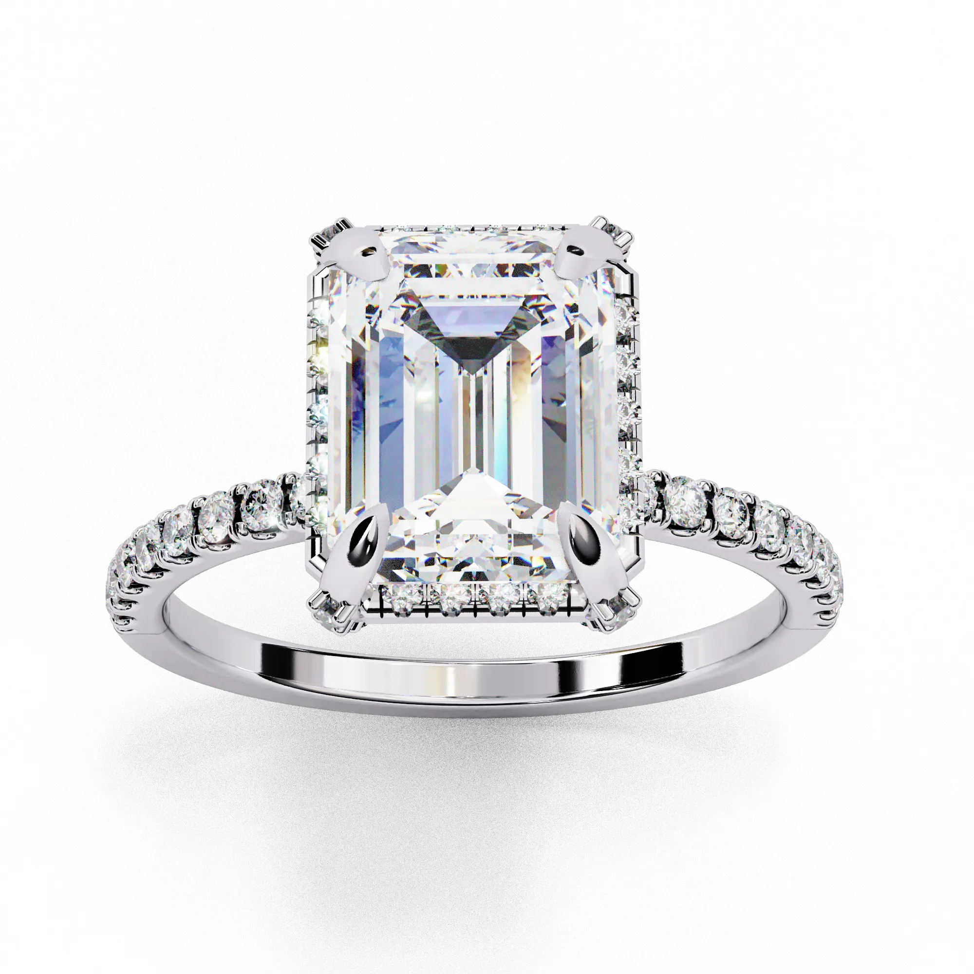 Emerald Solitaire Ring with Halo