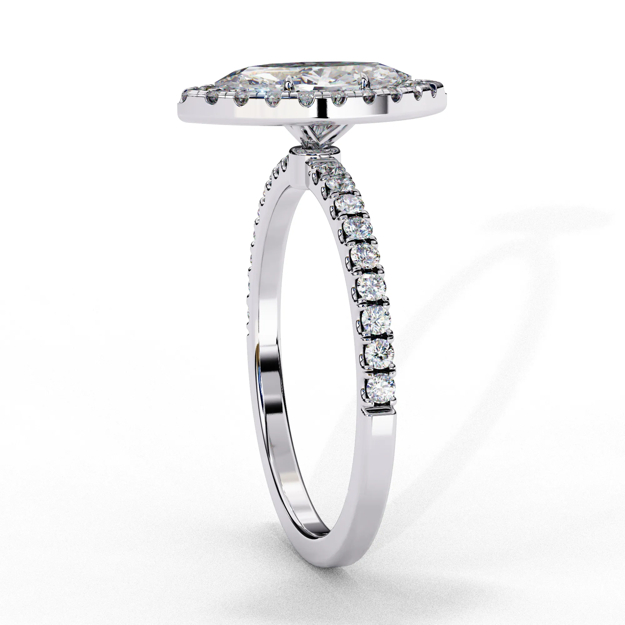 Marquise Solitaire Ring with Halo