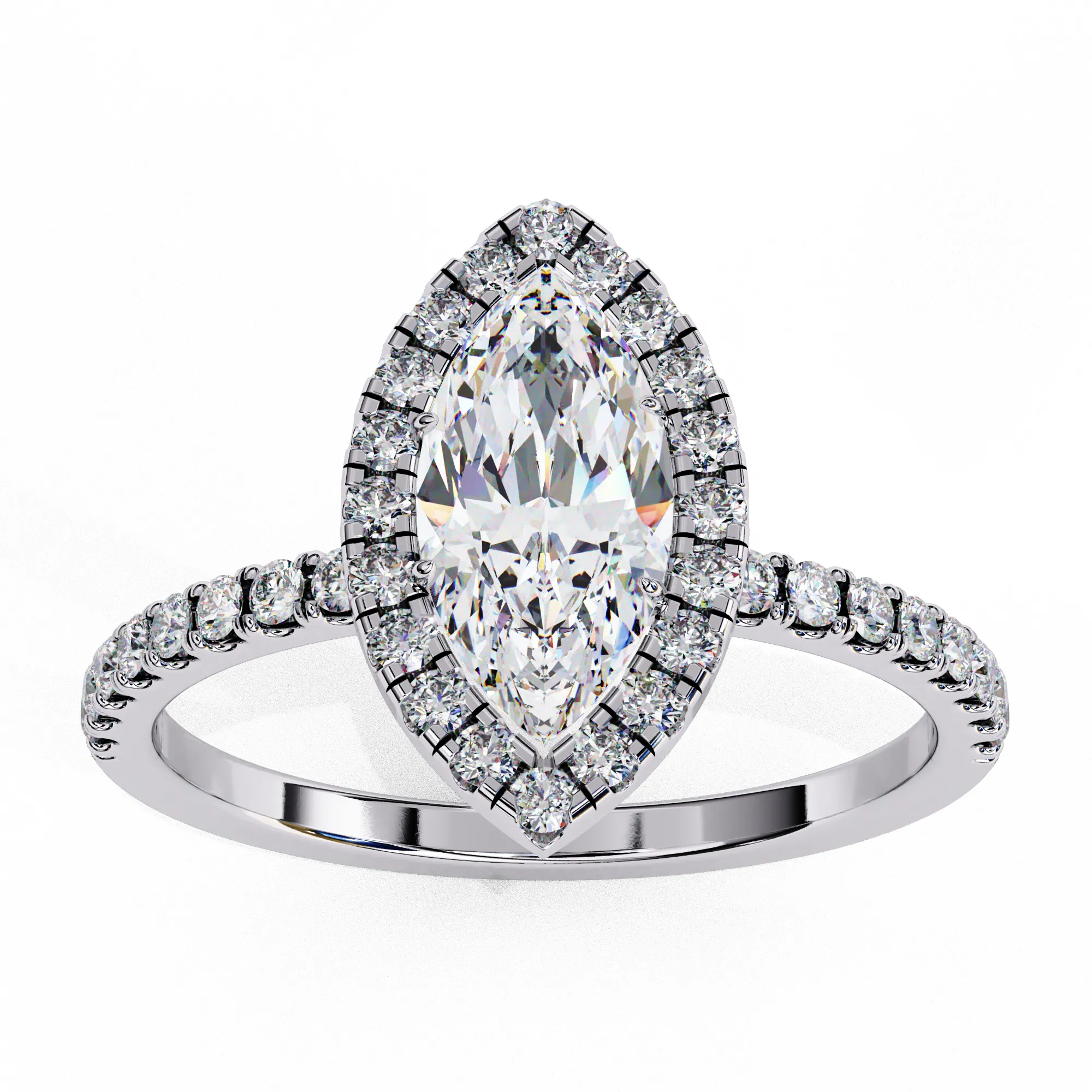 Marquise Solitaire Ring with Halo