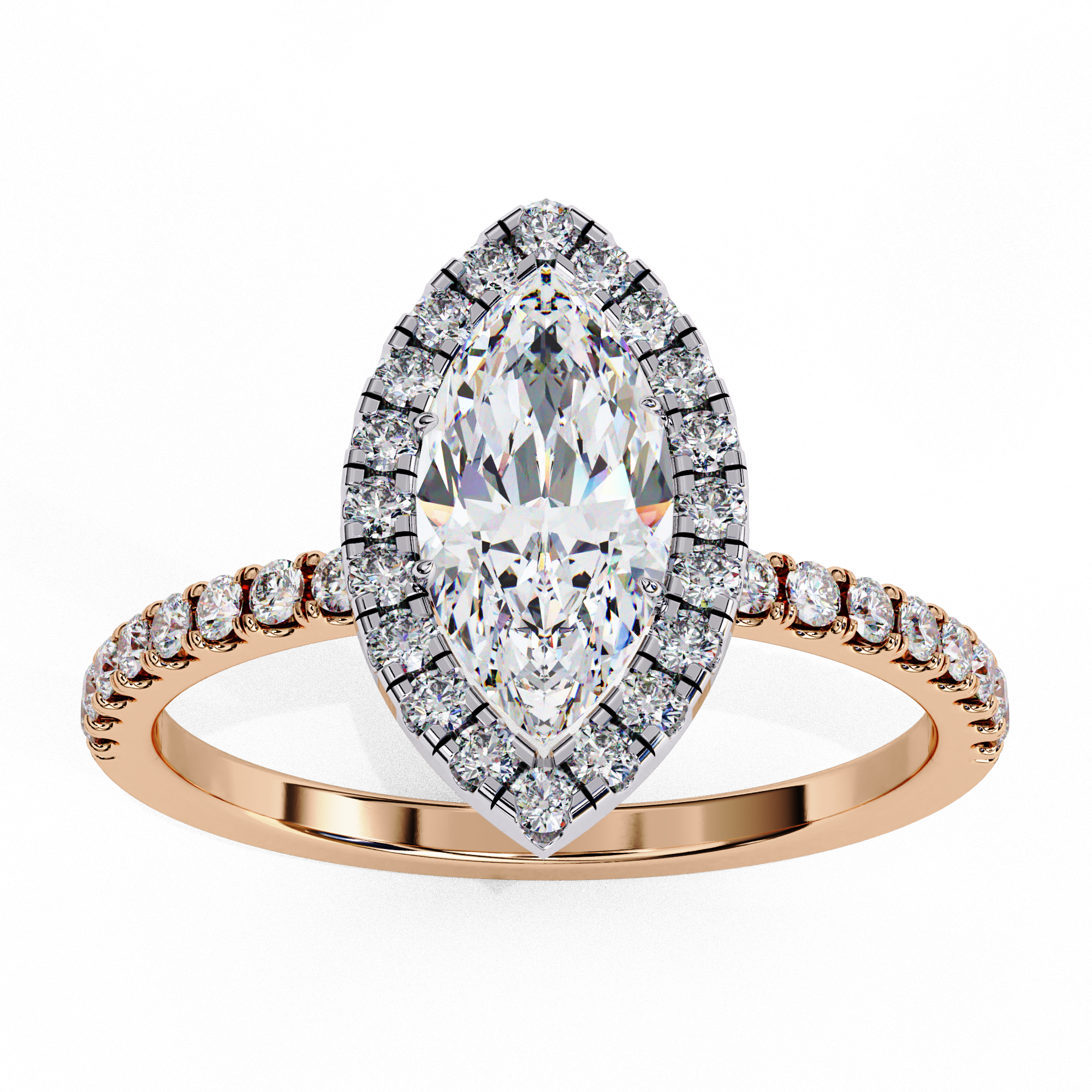 Marquise Solitaire Ring with Halo