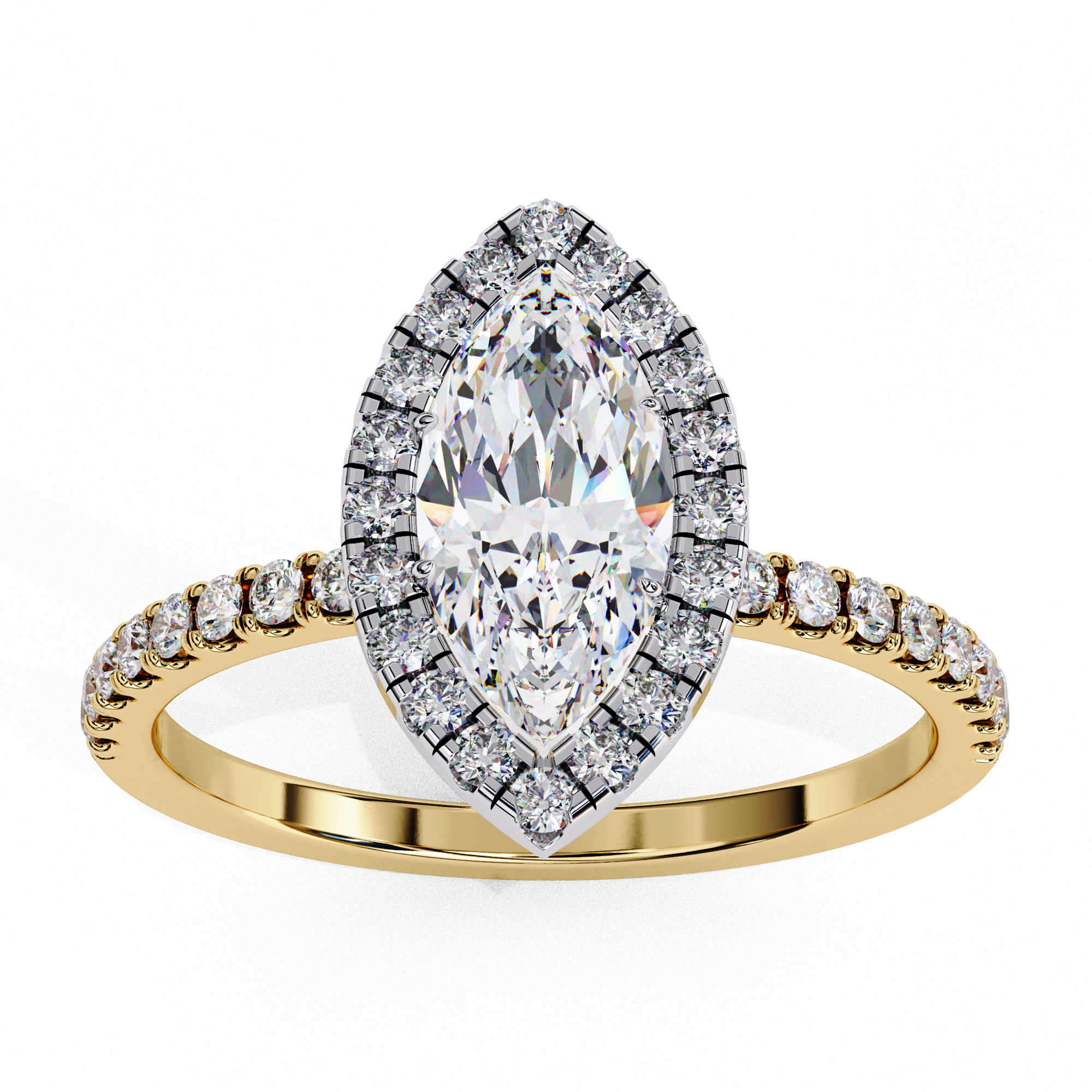 Marquise Solitaire Ring with Halo
