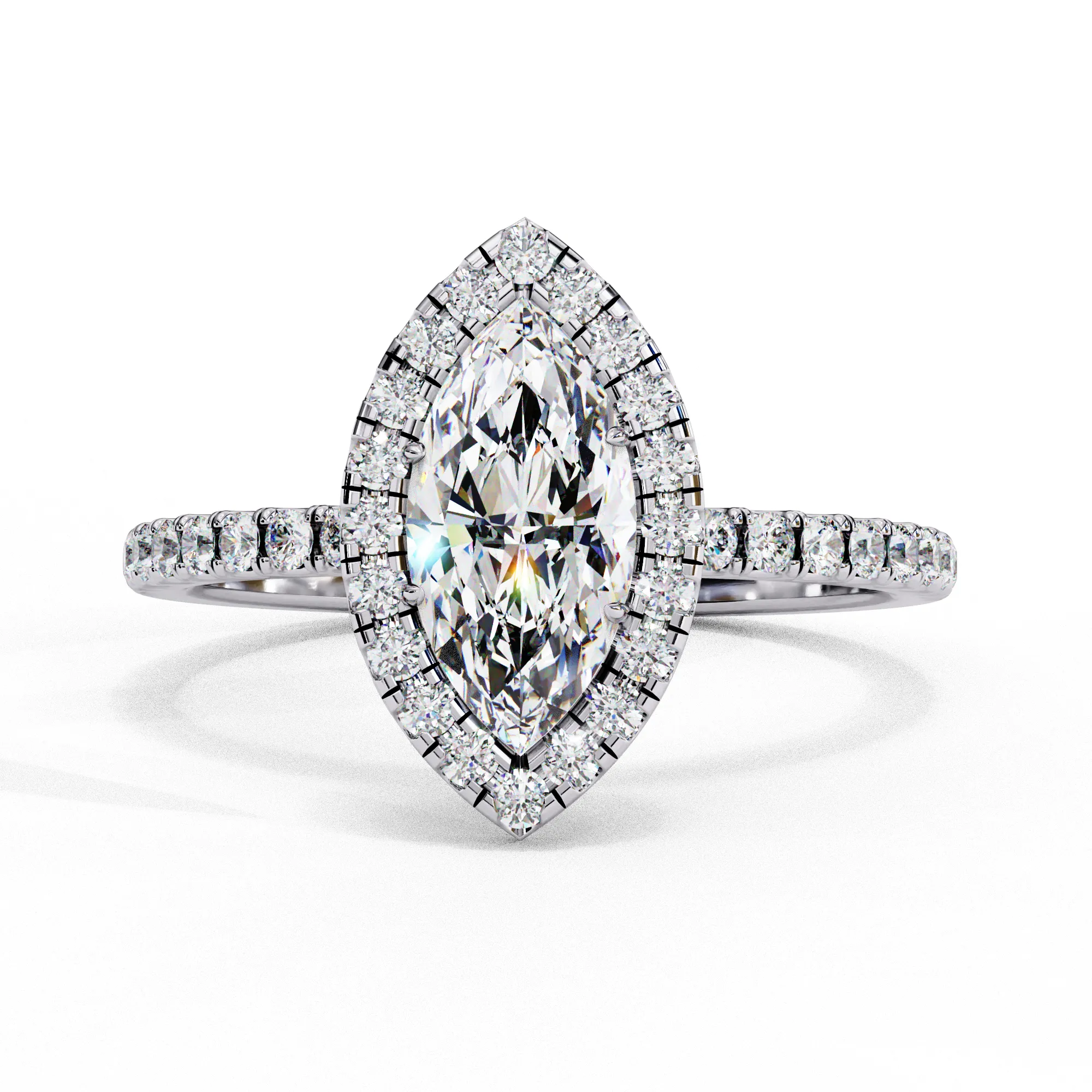 Marquise Solitaire Ring with Halo