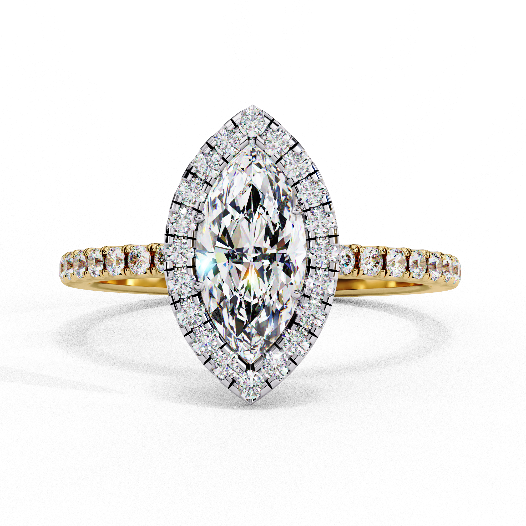 Marquise Solitaire Ring with Halo