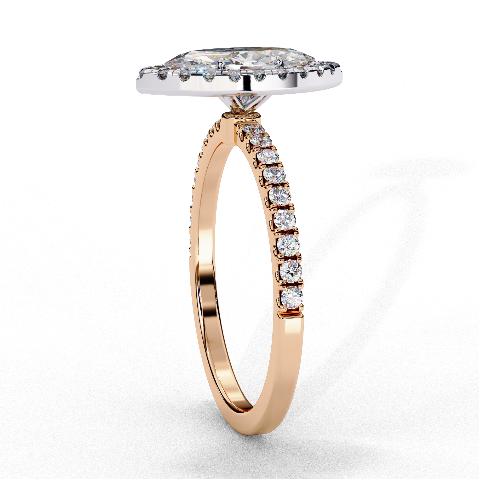 Marquise Solitaire Ring with Halo