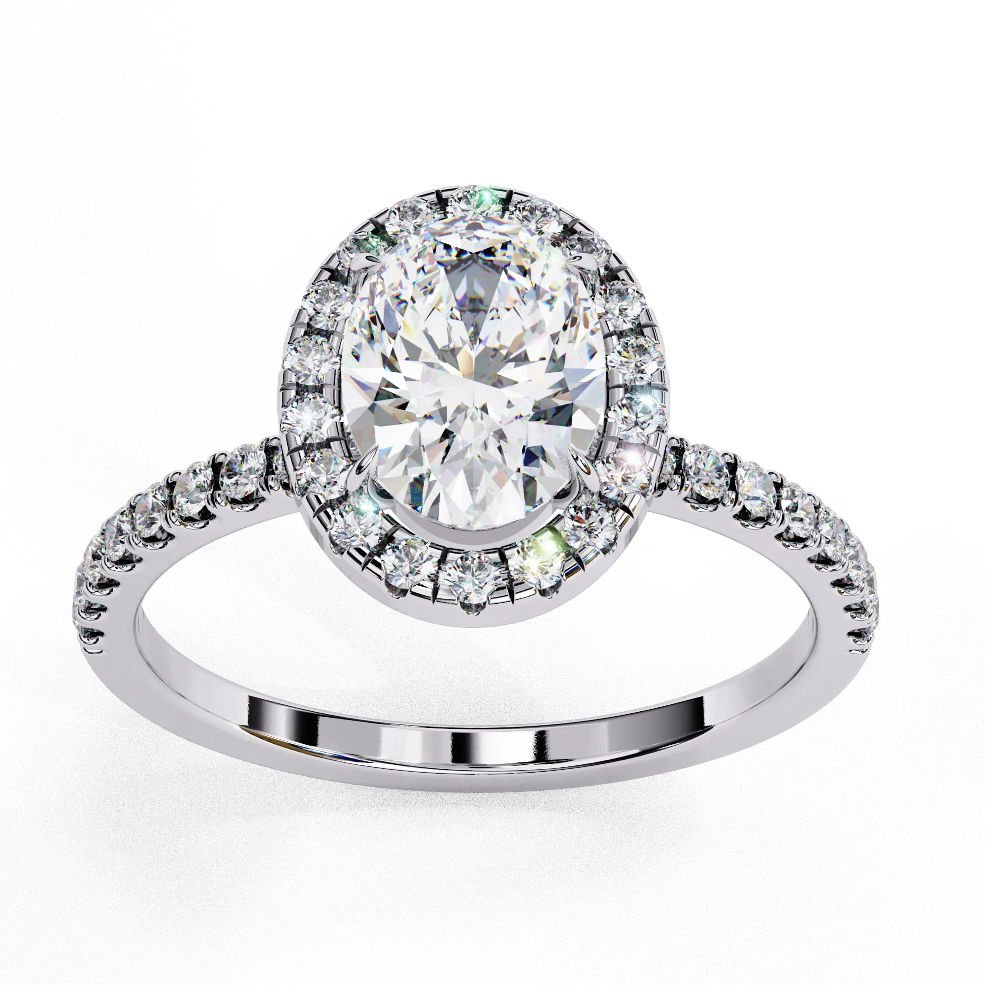 Oval Solitaire Ring with Halo