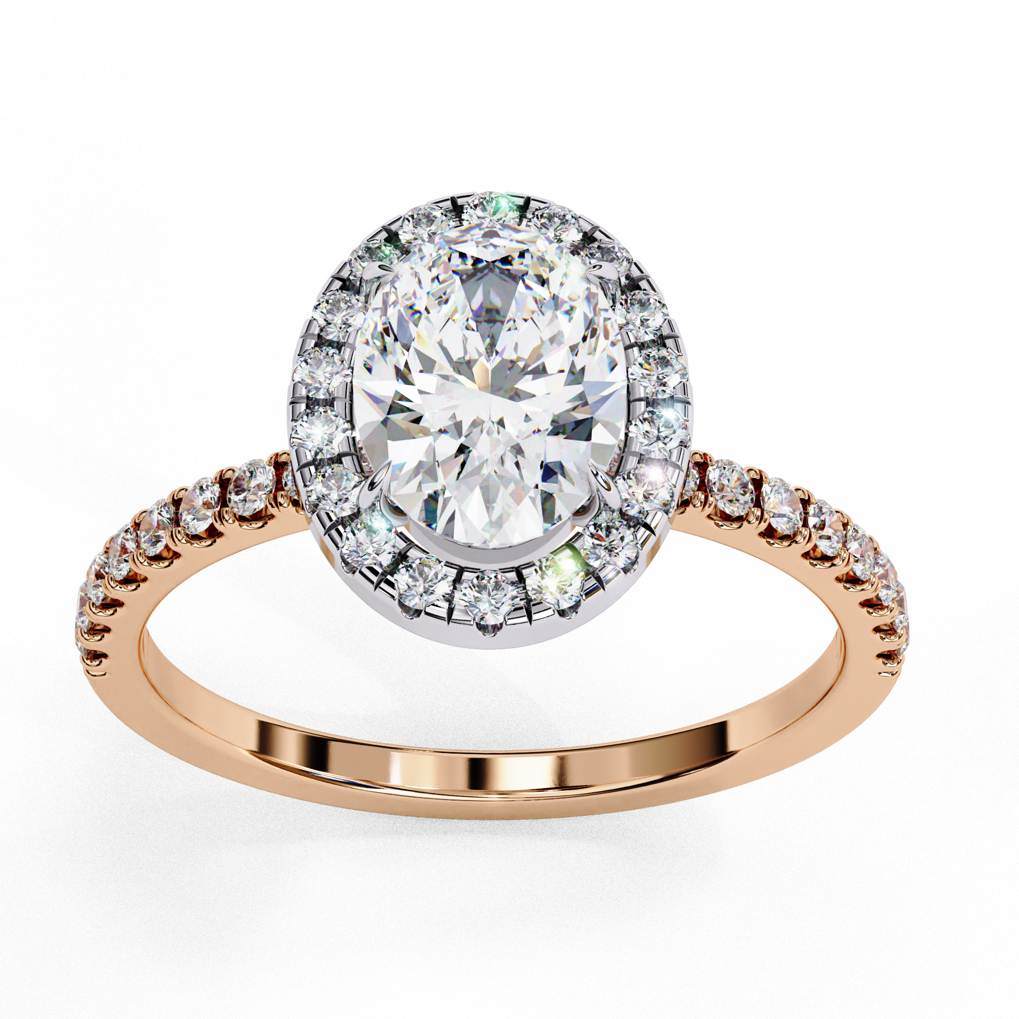 Oval Solitaire Ring with Halo