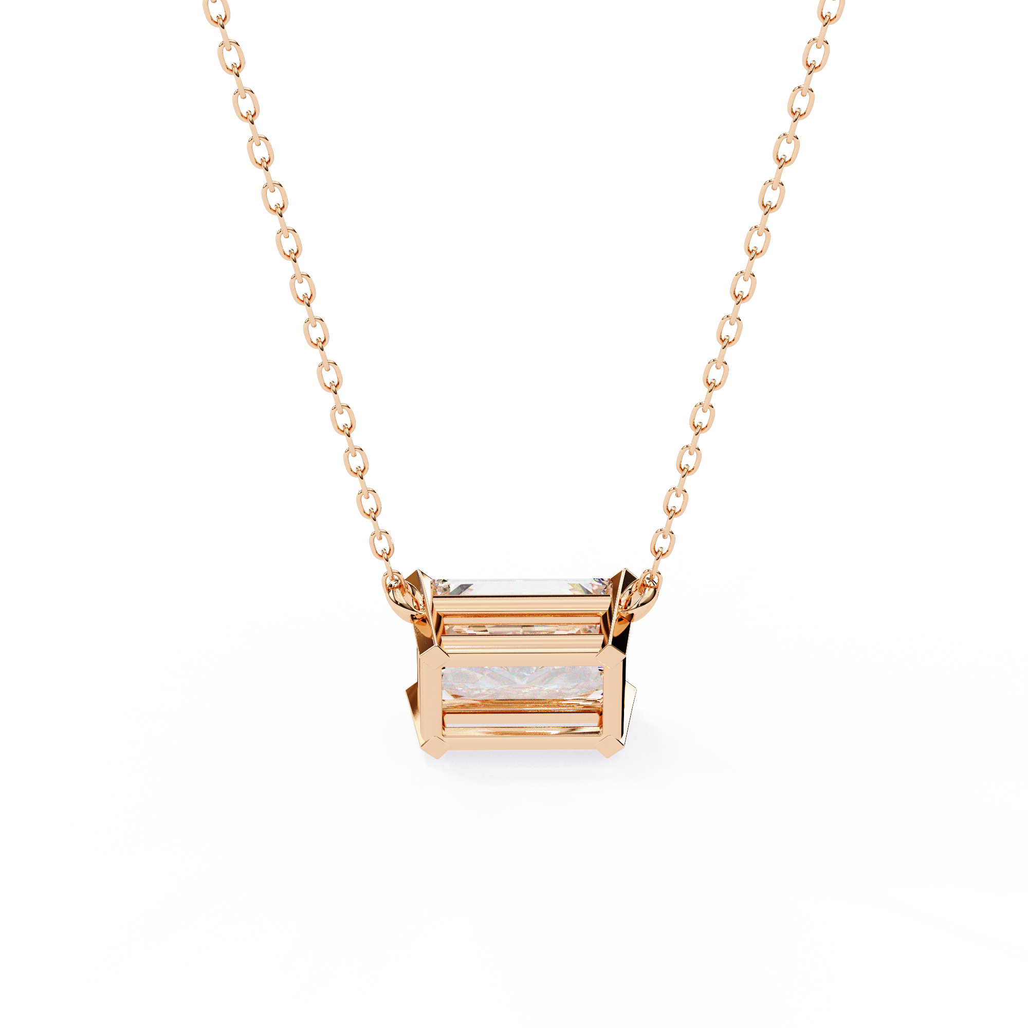 Classic 4 Prong Basket Radiant Cut Lab Created Diamond Solitaire Necklace