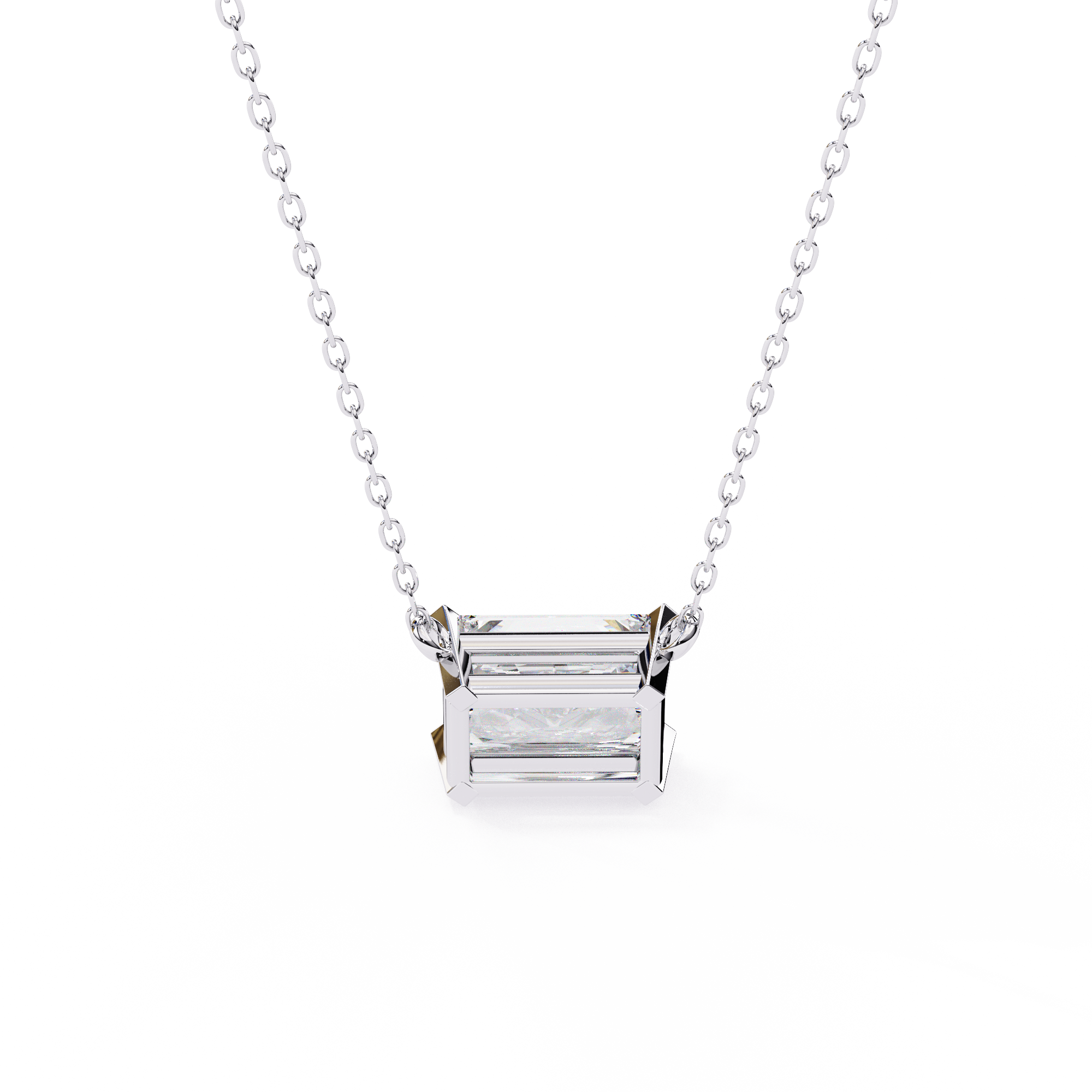 Classic 4 Prong Basket Radiant Cut Lab Created Diamond Solitaire Necklace