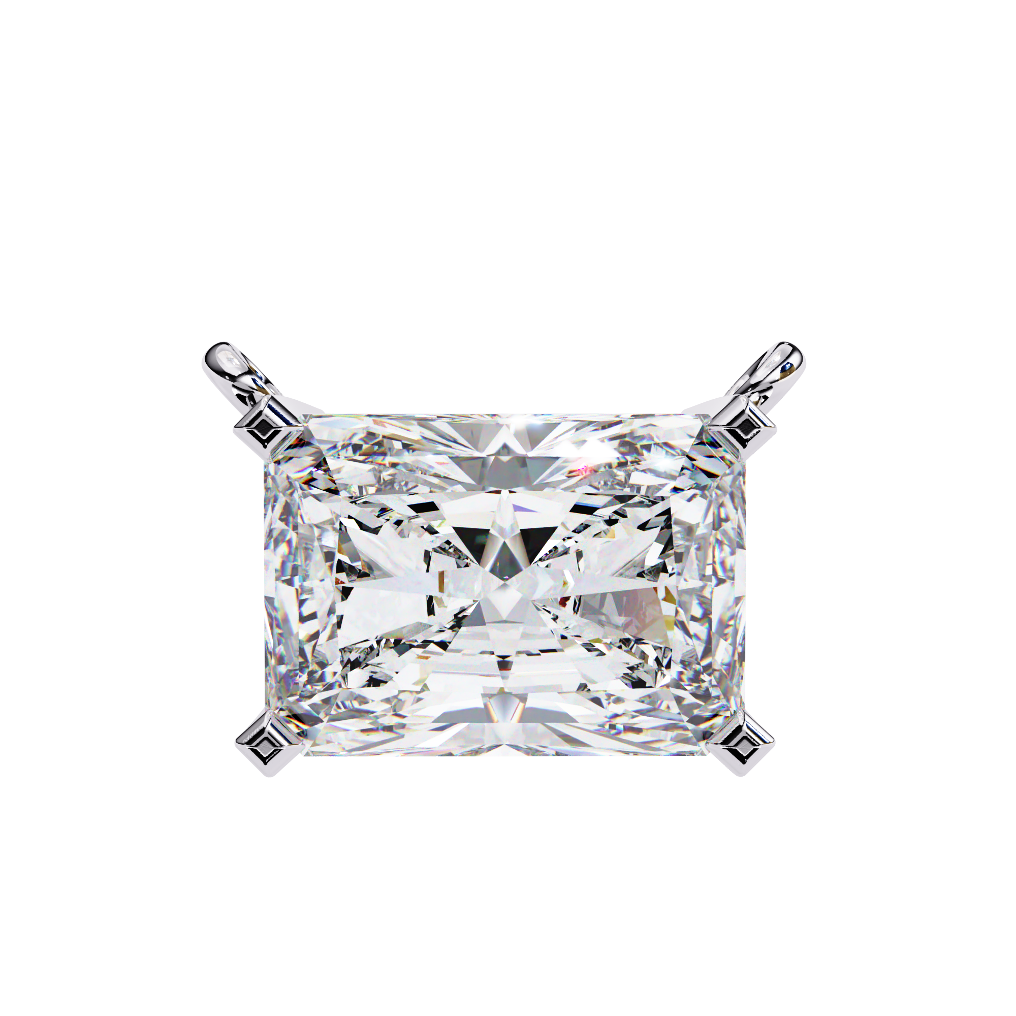 Classic 4 Prong Basket Radiant Cut Lab Created Diamond Solitaire Necklace