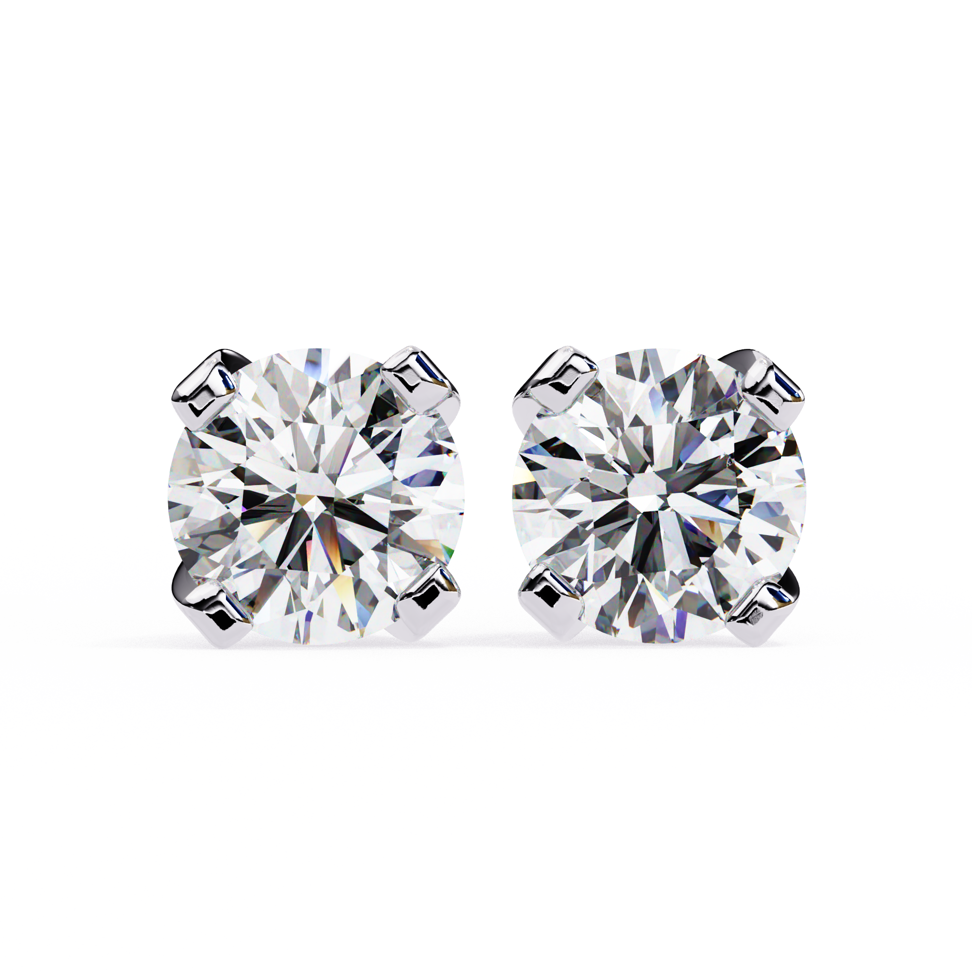 Classic Round Diamond Four Prong Stud Earrings (F/G VS+)
