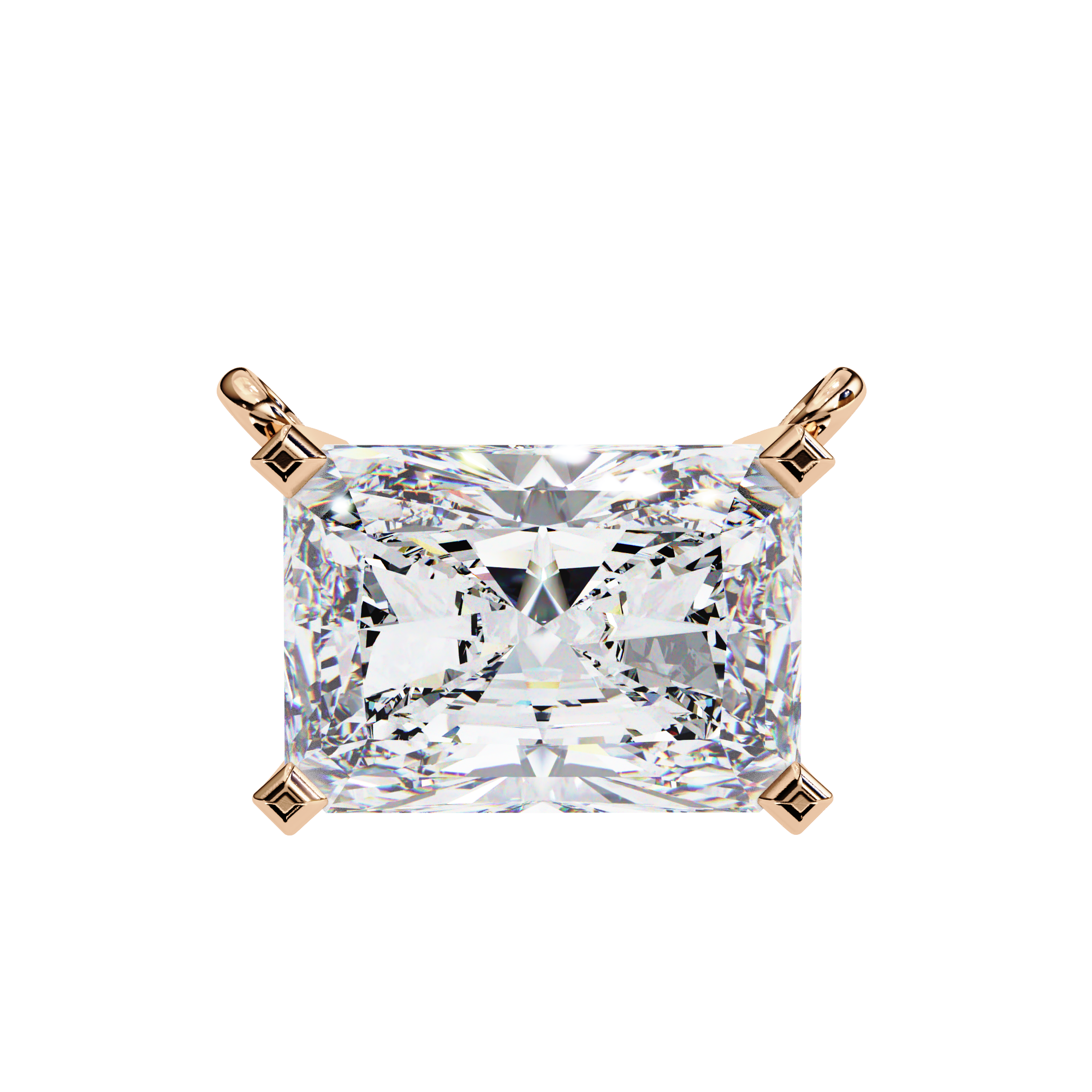 Classic 4 Prong Basket Radiant Cut Lab Created Diamond Solitaire Necklace