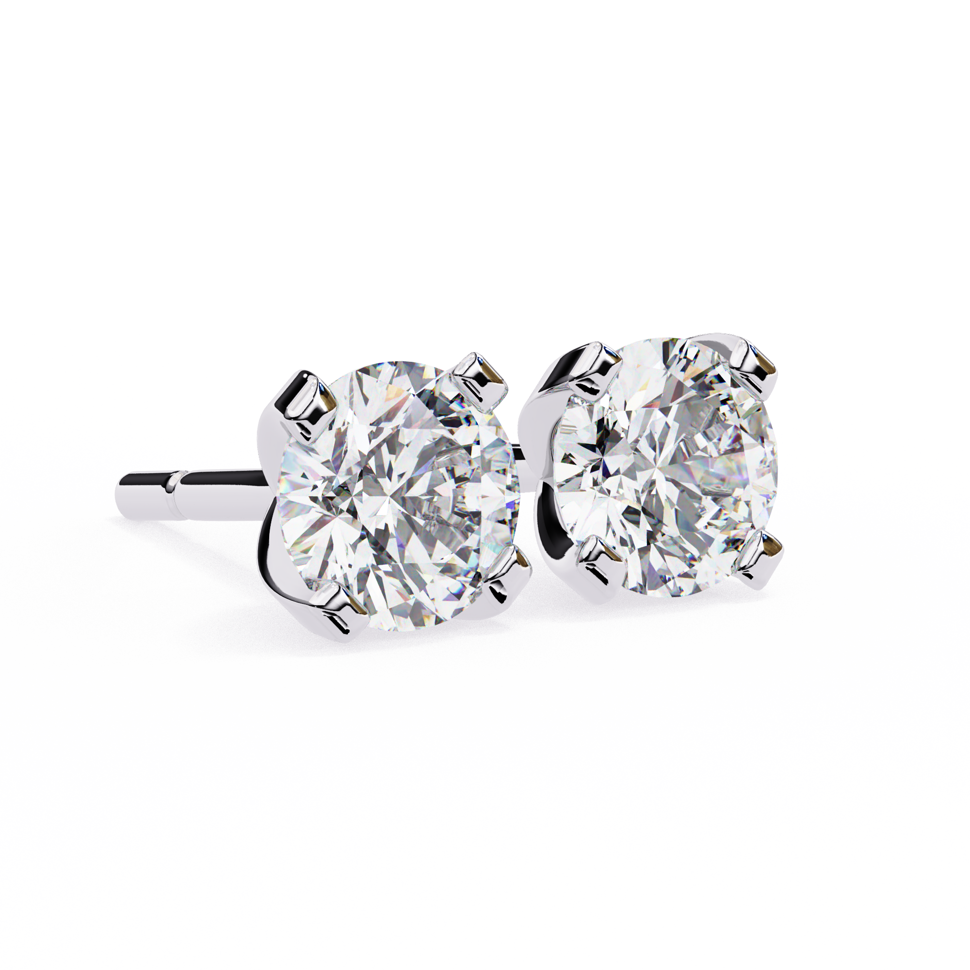 Classic Round Diamond Four Prong Stud Earrings (F/G VS+)