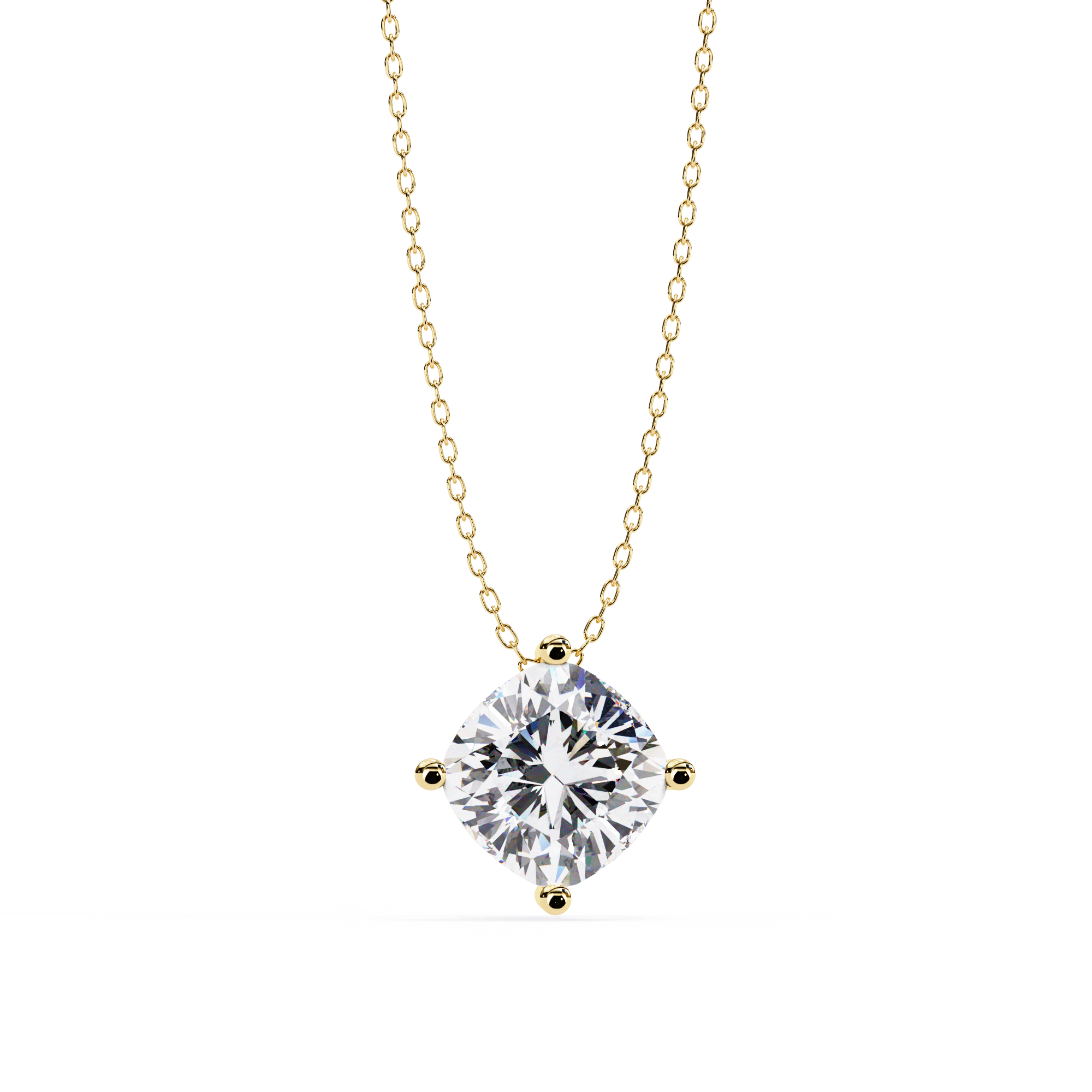 Classic 4 Prong Basket Cushion Lab Created Diamond Solitaire Necklace