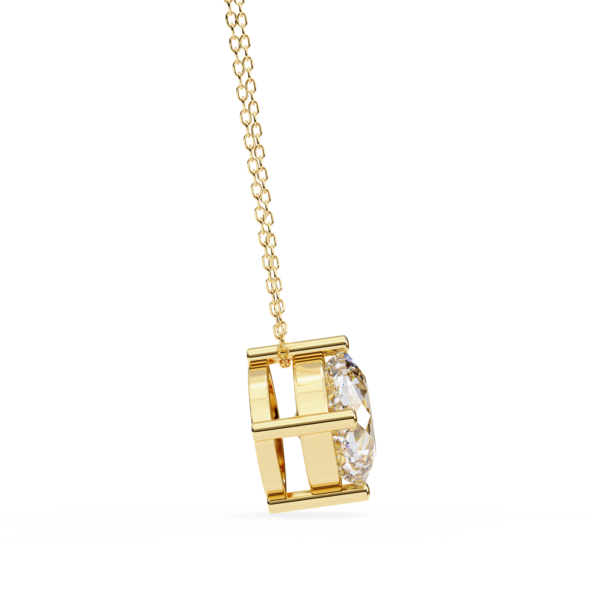 Classic 4 Prong Basket Cushion Lab Created Diamond Solitaire Necklace