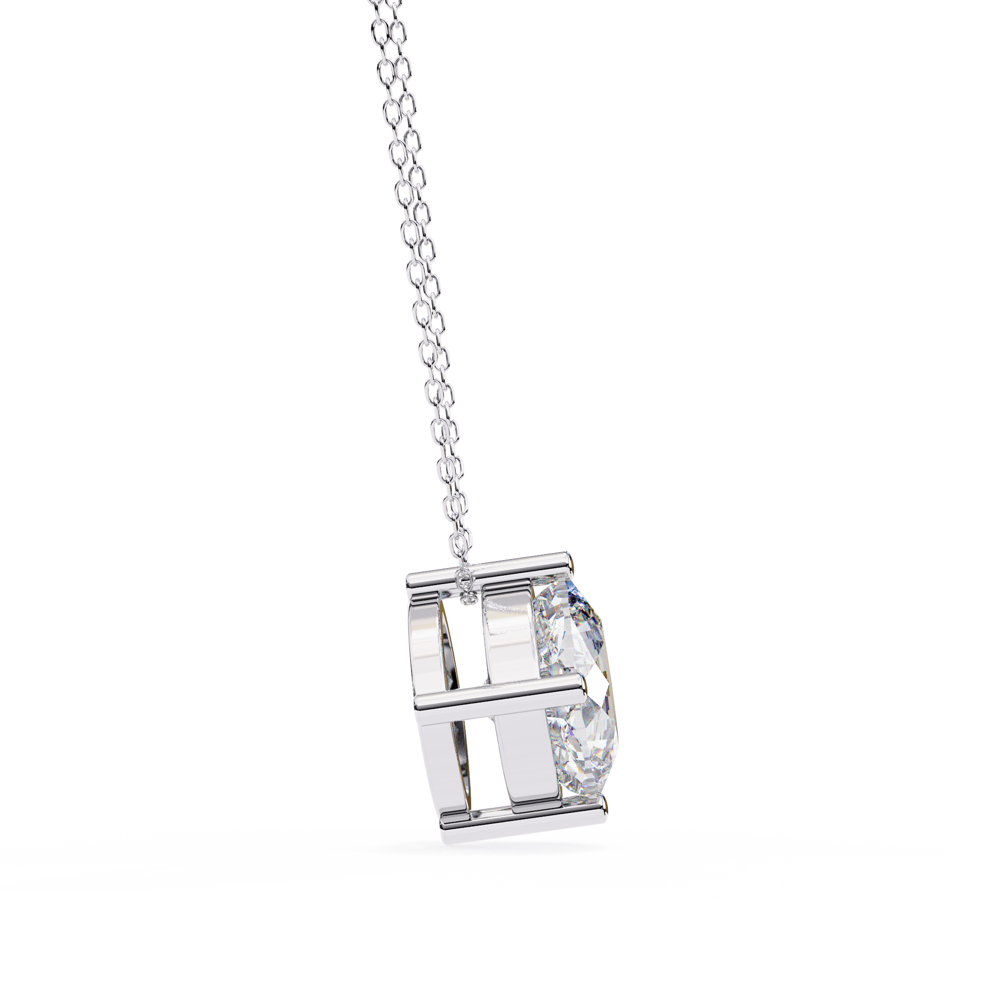 Classic 4 Prong Basket Cushion Lab Created Diamond Solitaire Necklace