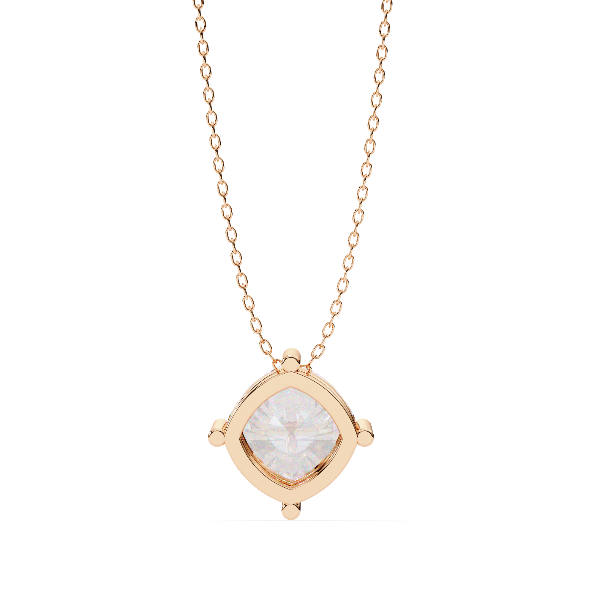 Classic 4 Prong Basket Cushion Lab Created Diamond Solitaire Necklace