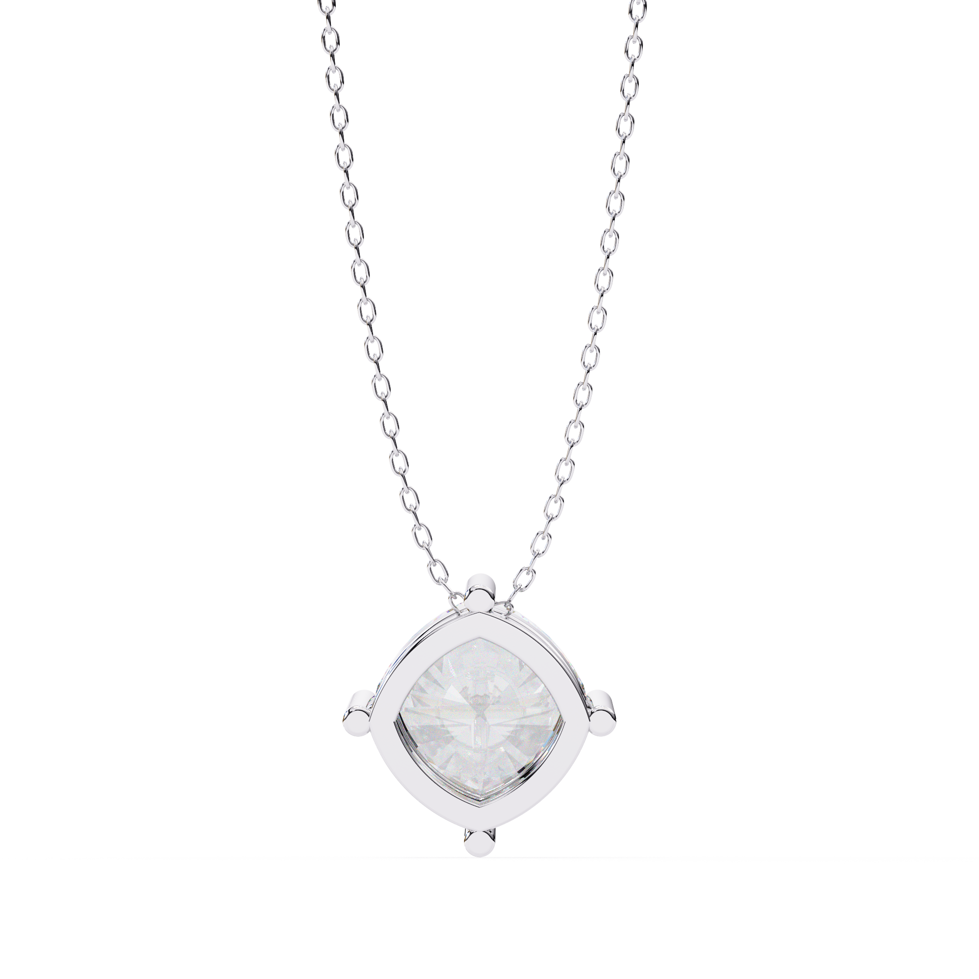 Classic 4 Prong Basket Cushion Lab Created Diamond Solitaire Necklace