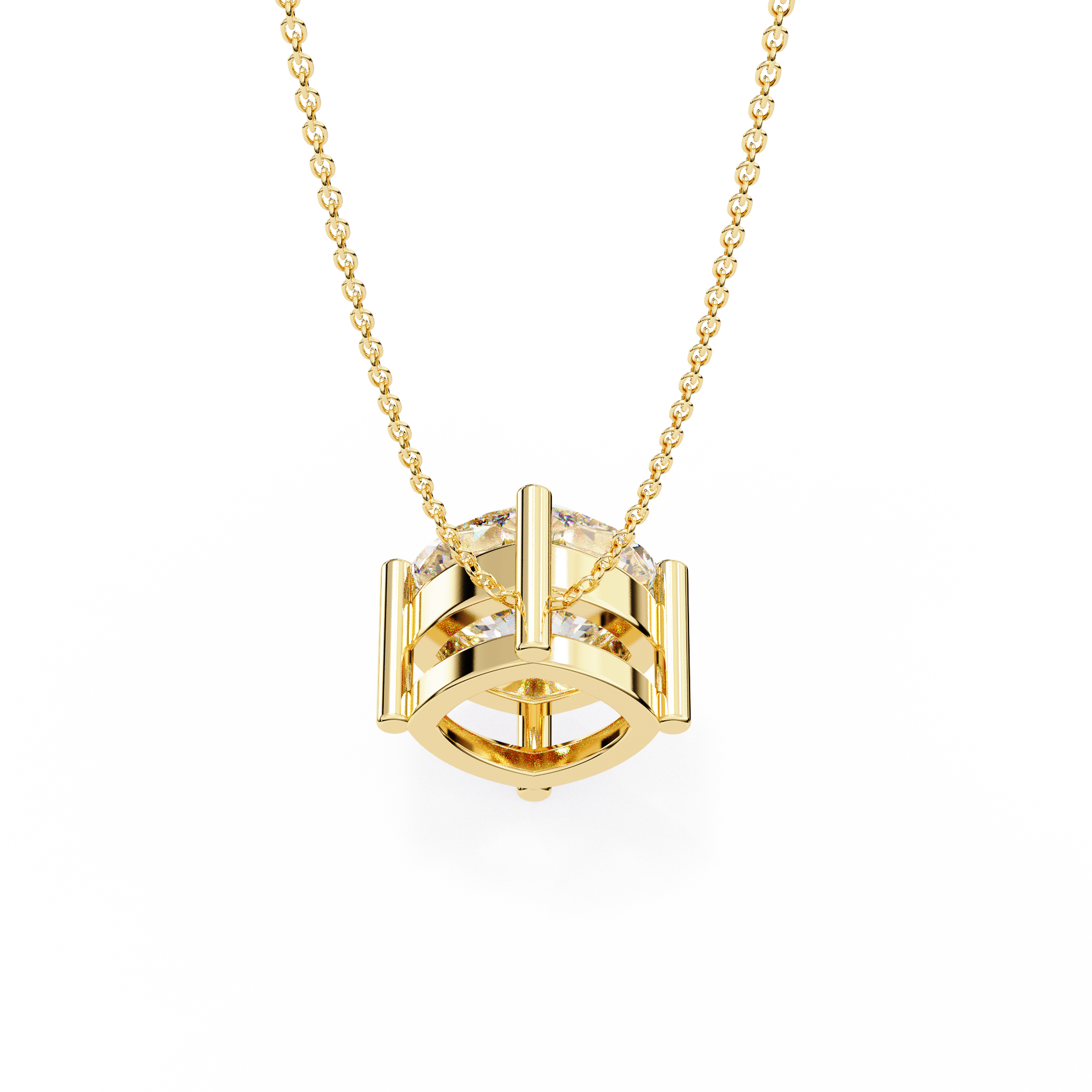 Classic 4 Prong Basket Cushion Lab Created Diamond Solitaire Necklace