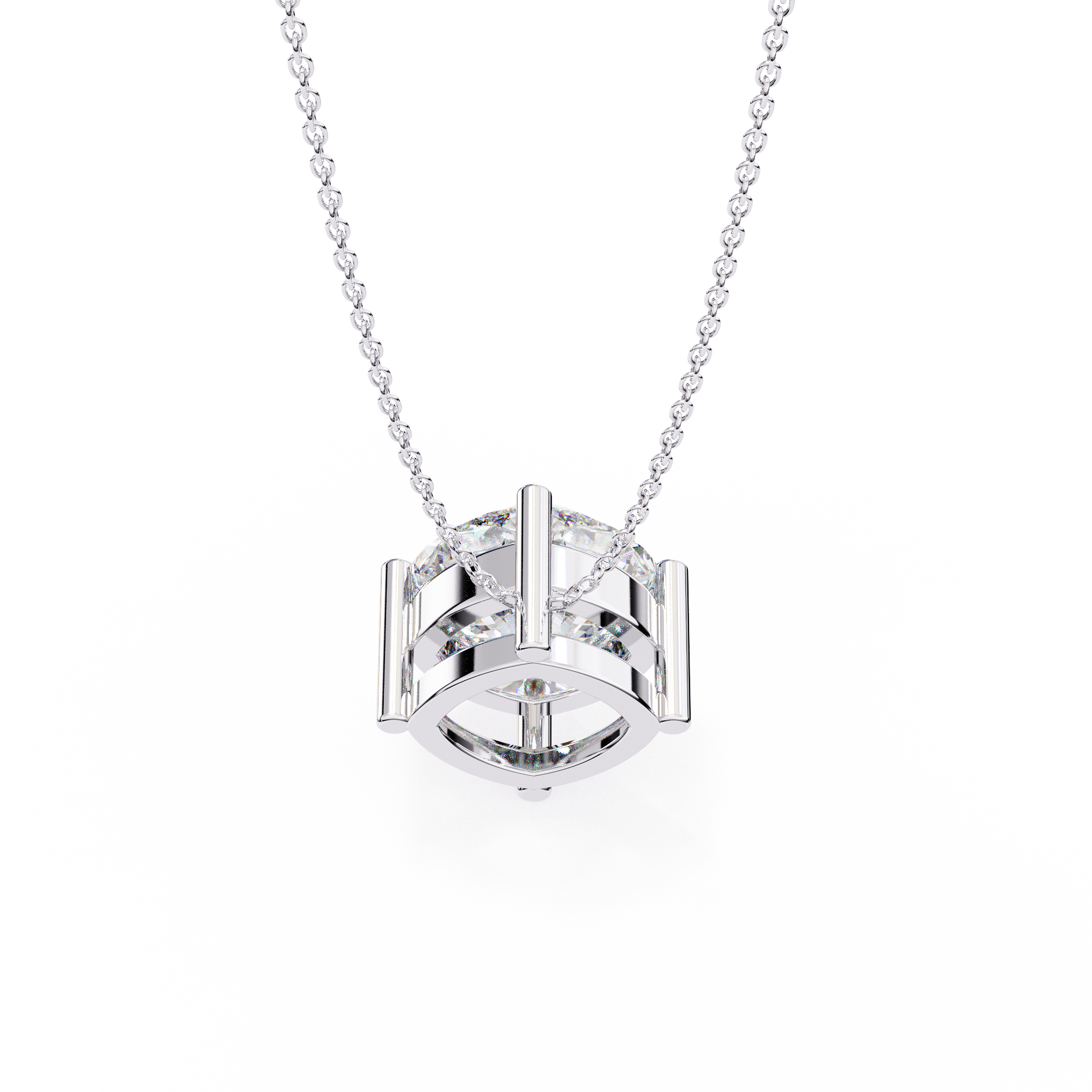 Classic 4 Prong Basket Cushion Lab Created Diamond Solitaire Necklace
