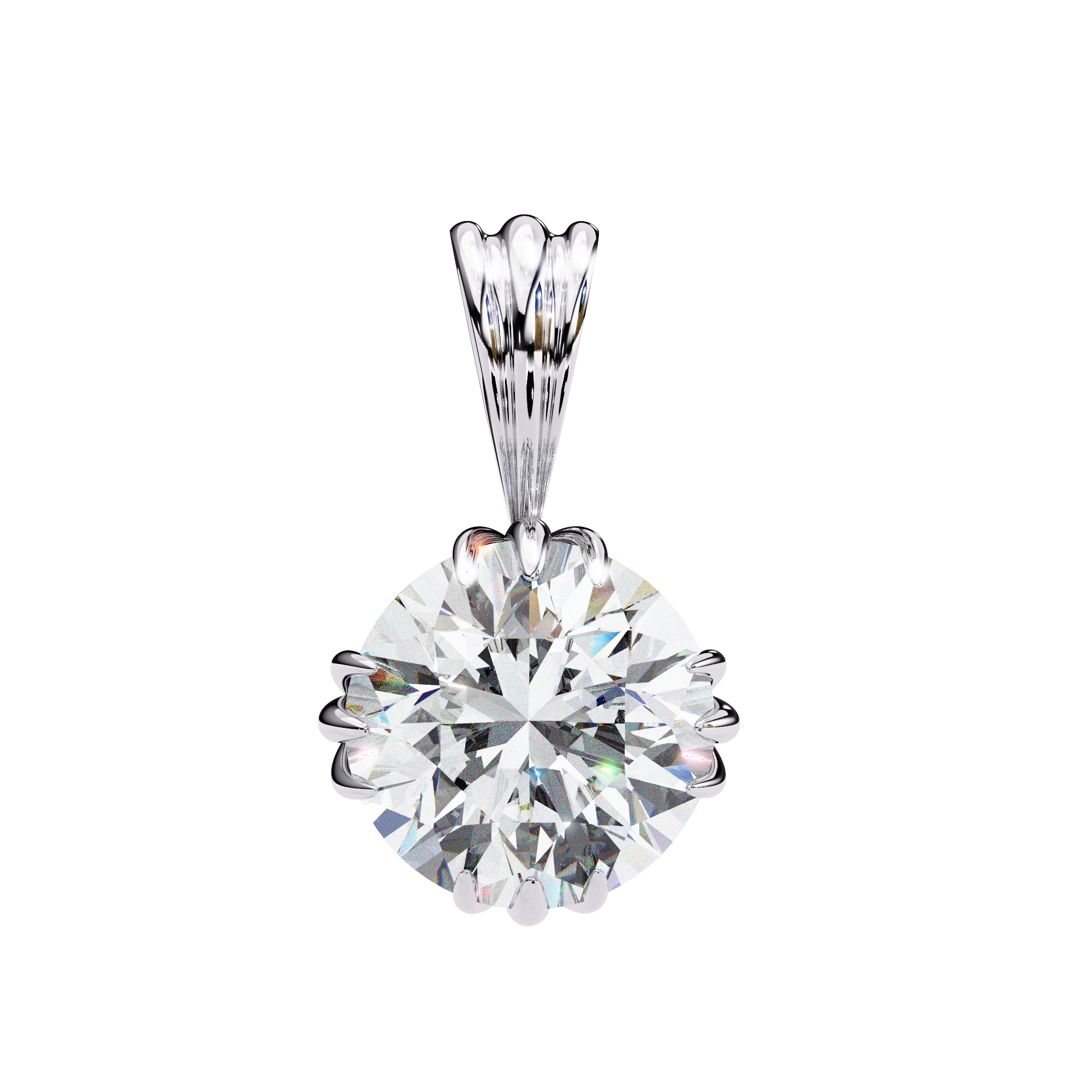 Classic Trinity Claw Prong Basket Round Lab Created Diamond Solitaire Necklace