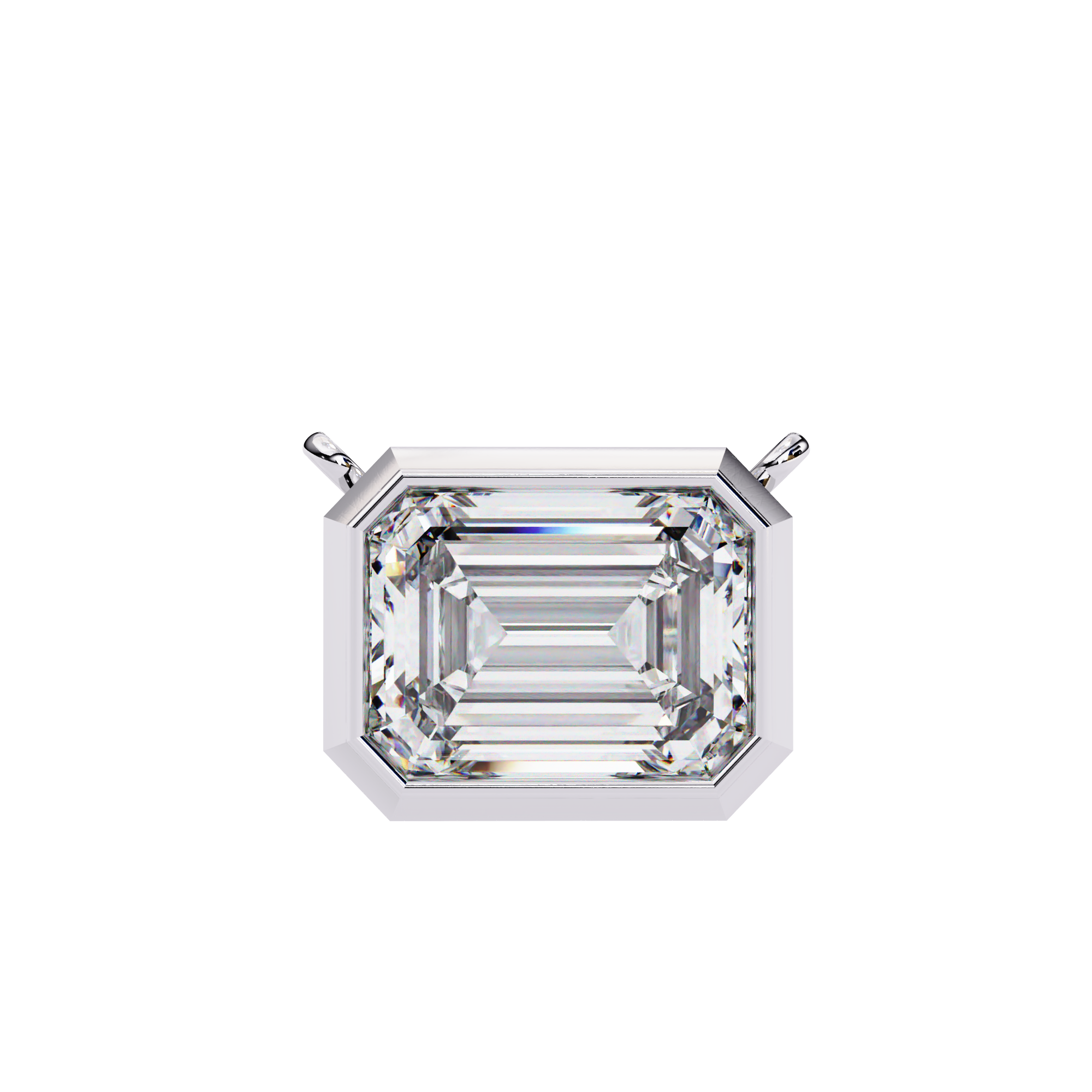 Classic Emerald Bezel Set Lab Created Diamond Solitaire Necklace