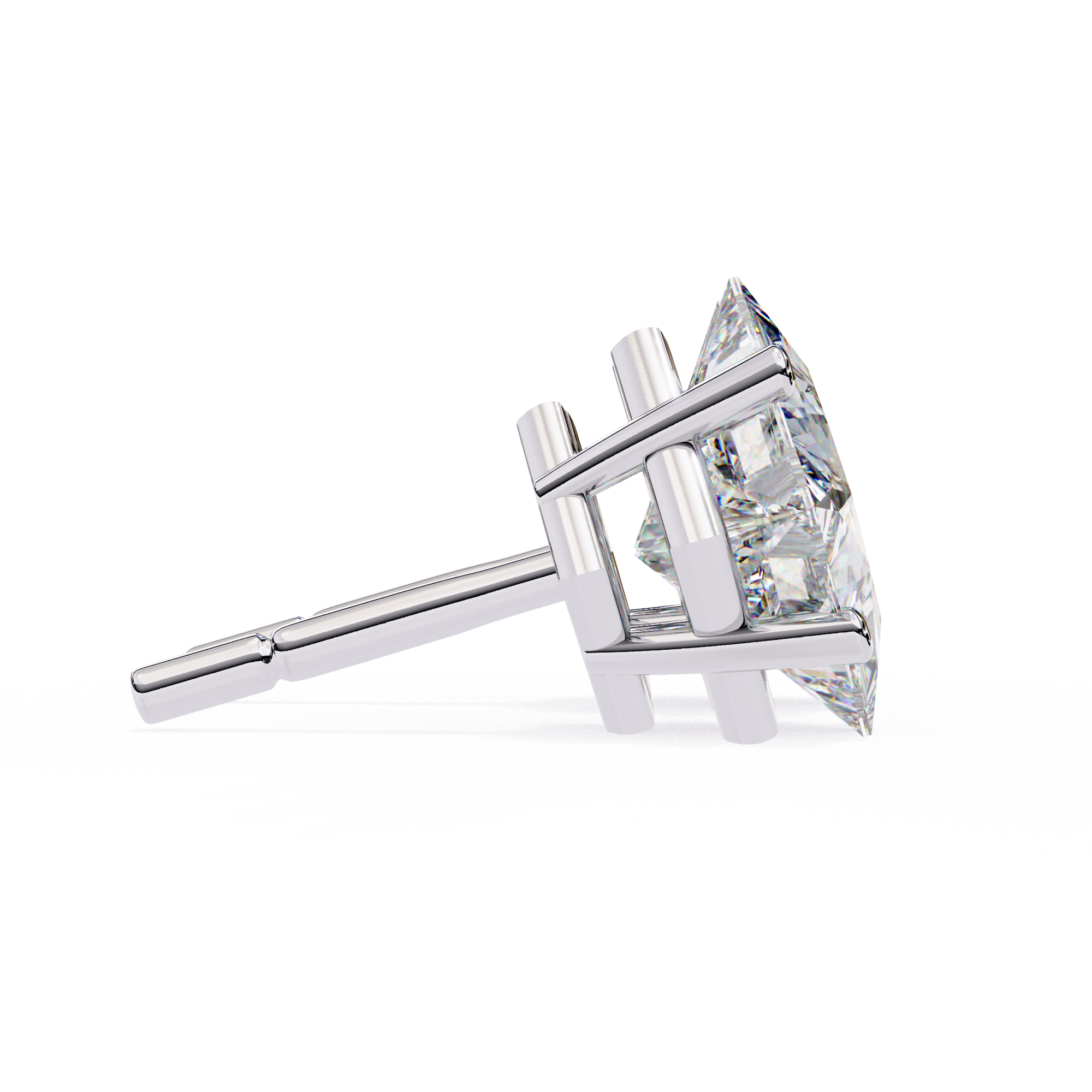 Classic Princess Cut Diamond Four Prong Stud Earrings (F/G VS+)