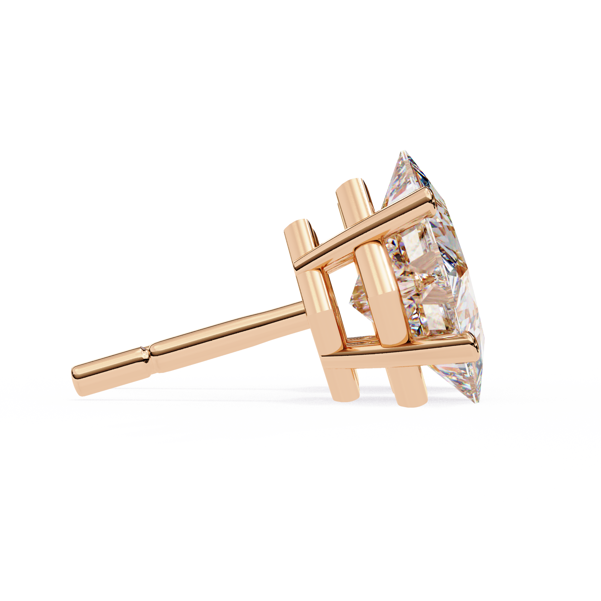 Classic Princess Cut Diamond Four Prong Stud Earrings (F/G VS+)