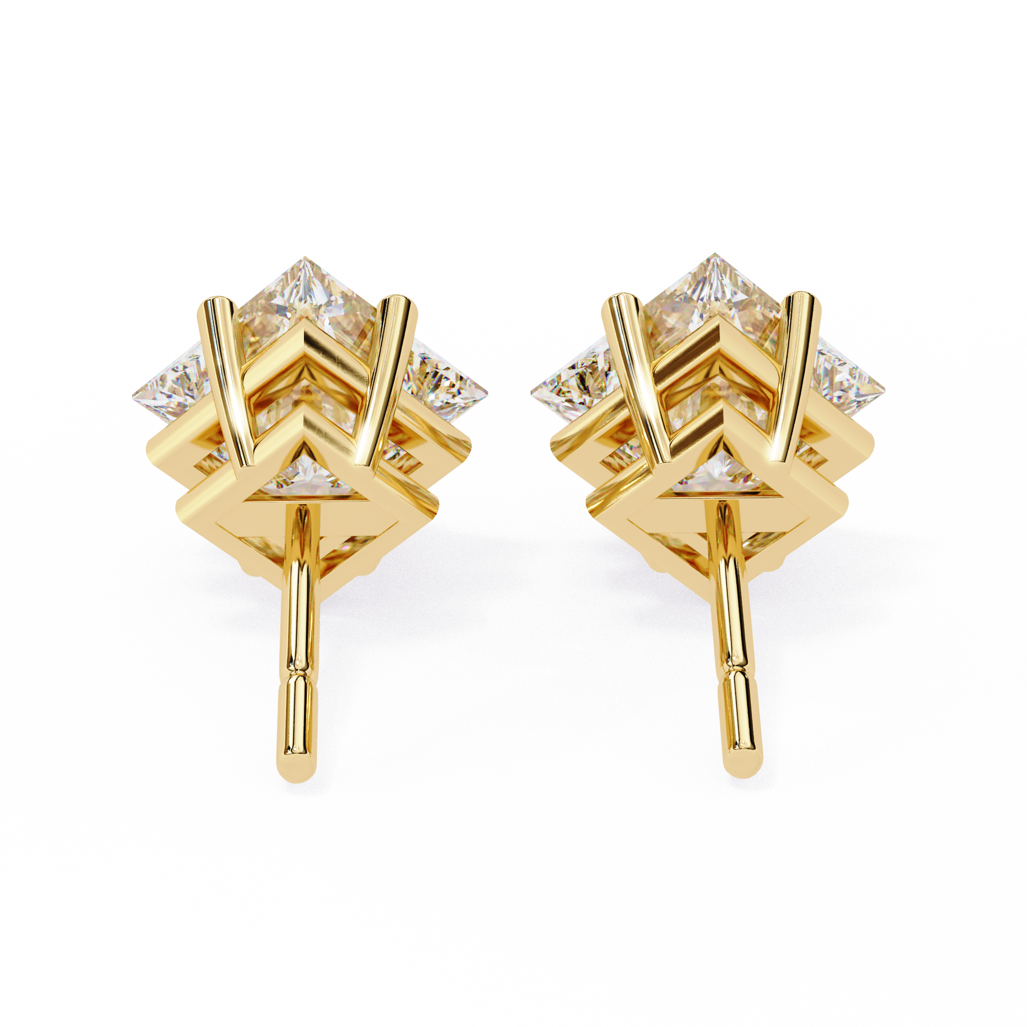 Classic Princess Cut Diamond Four Prong Stud Earrings (F/G VS+)