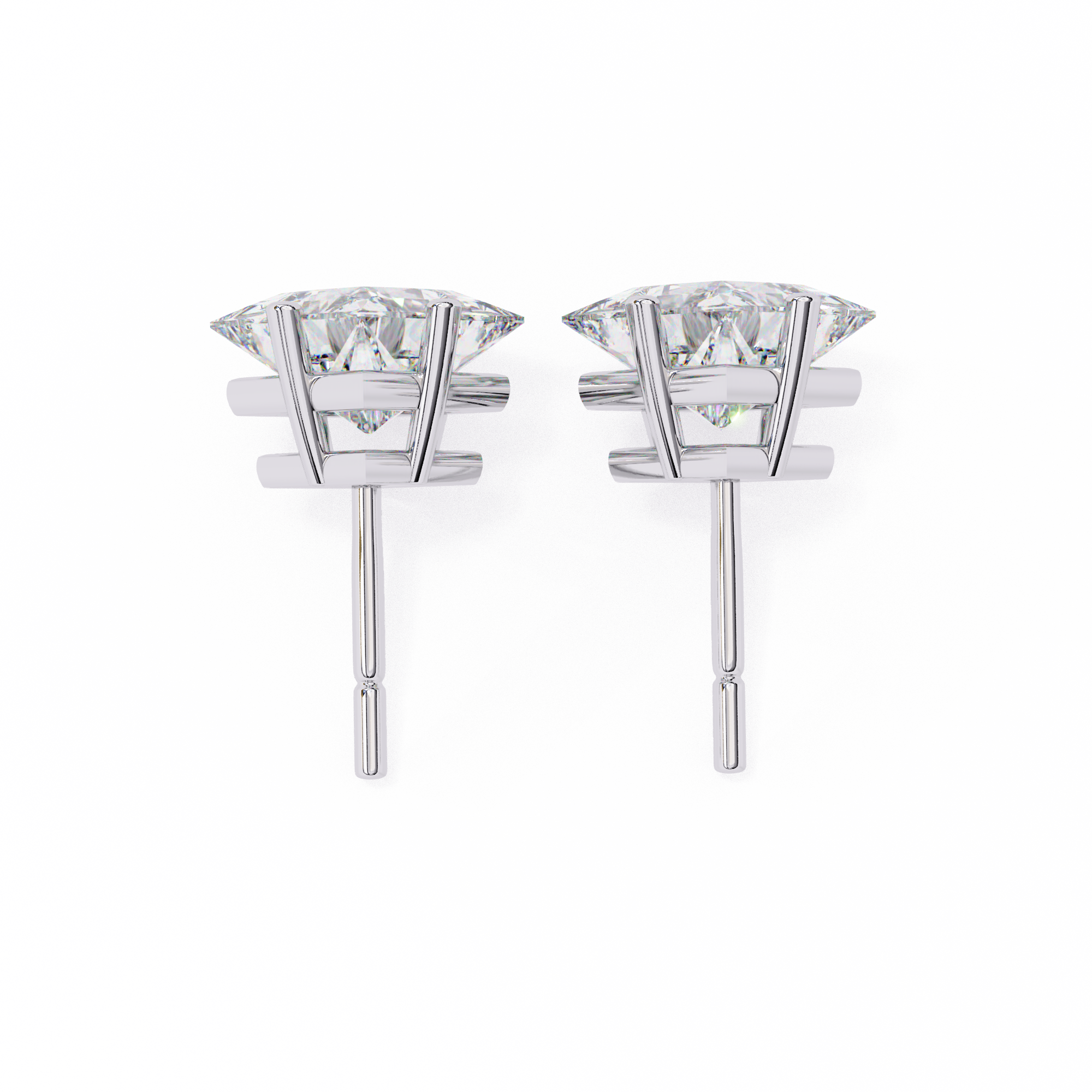 Classic Princess Cut Diamond Four Prong Stud Earrings (F/G VS+)