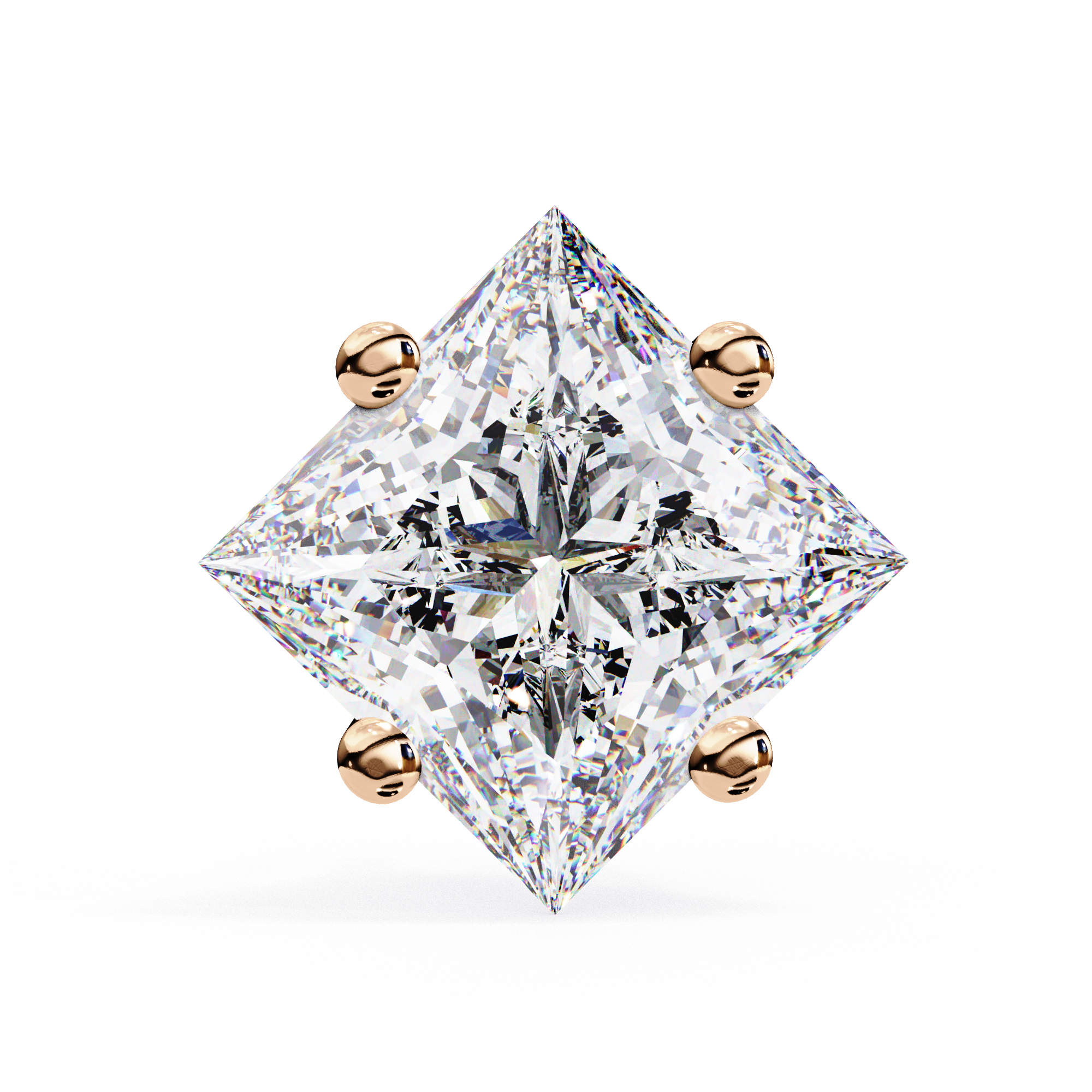 Classic Princess Cut Diamond Four Prong Stud Earrings (F/G VS+)