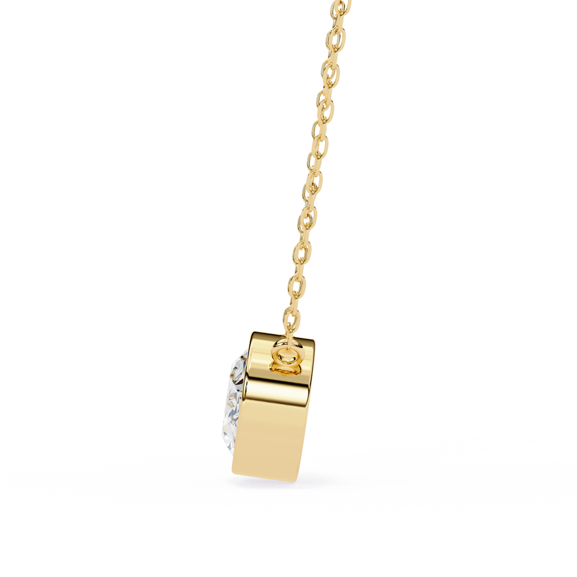 Classic Oval Bezel Set Lab Created Diamond Solitaire Necklace