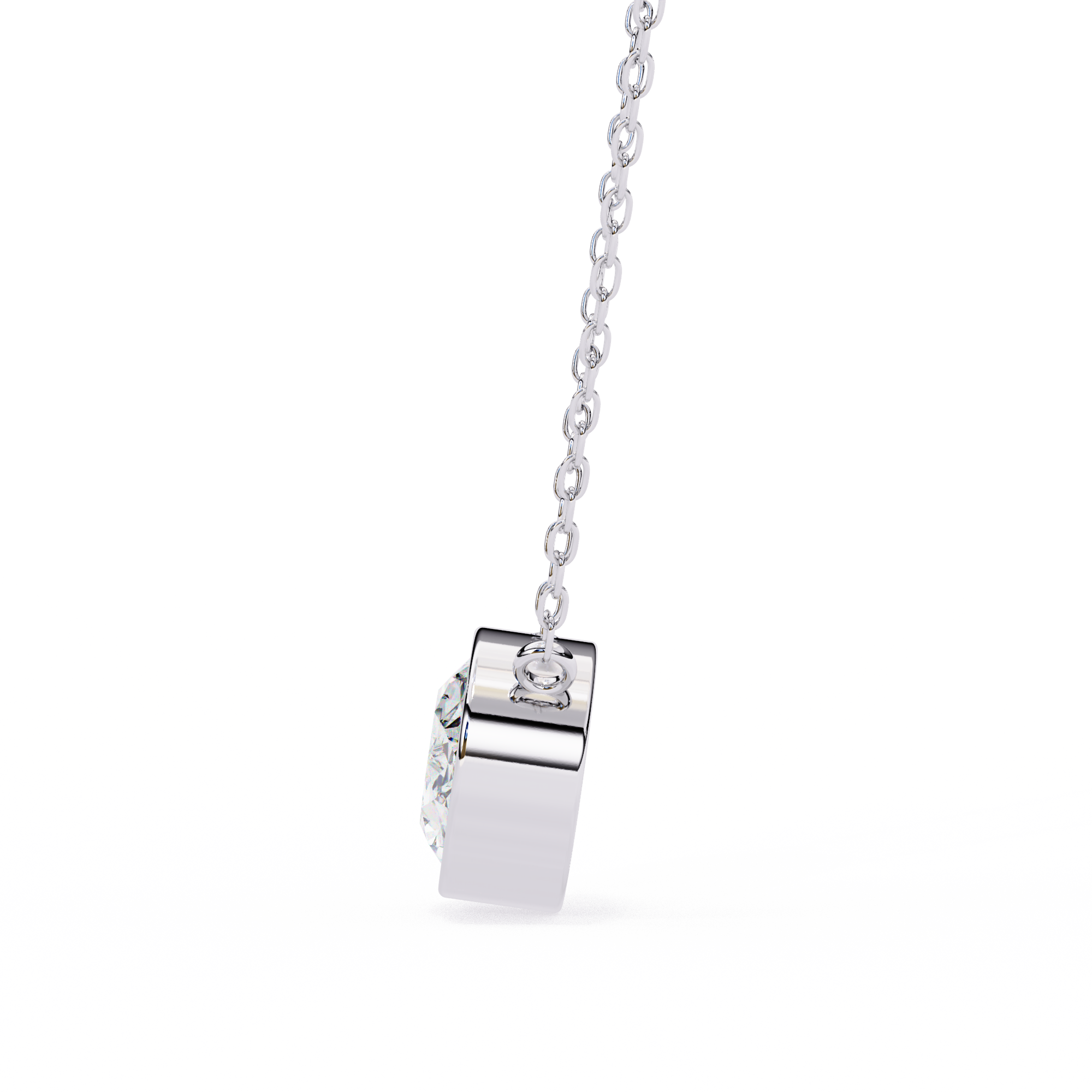 Classic Oval Bezel Set Lab Created Diamond Solitaire Necklace