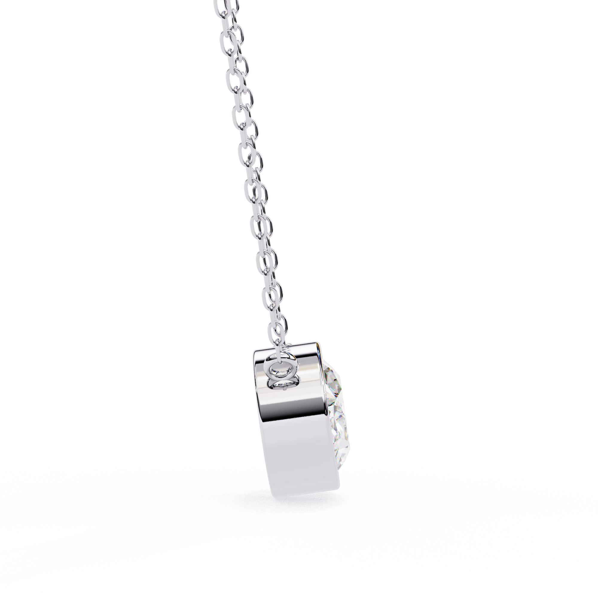 Classic Oval Bezel Set Lab Created Diamond Solitaire Necklace