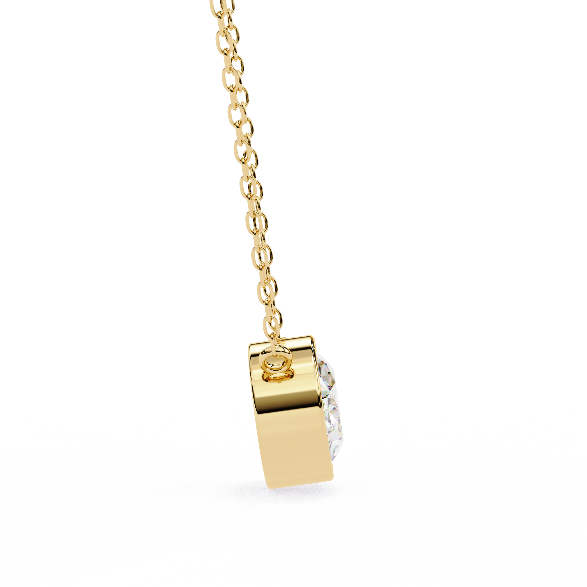 Classic Oval Bezel Set Lab Created Diamond Solitaire Necklace