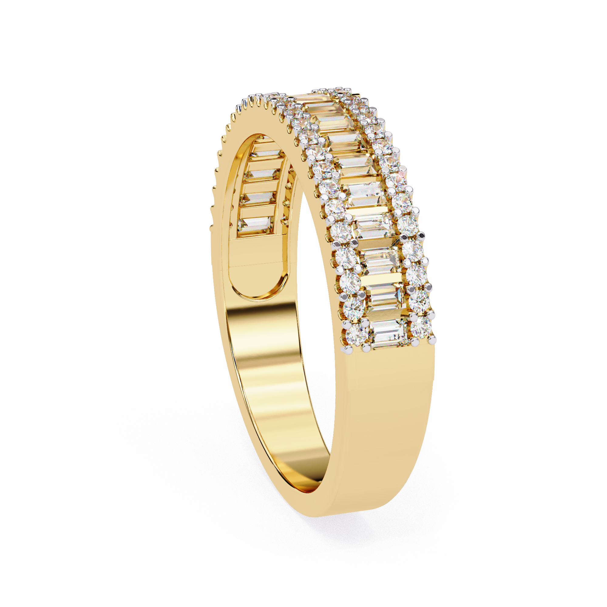 Radiant Baguette Diamond Row Ring