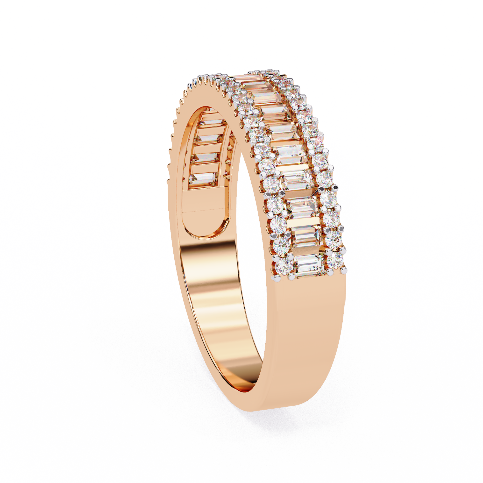 Radiant Baguette Diamond Row Ring