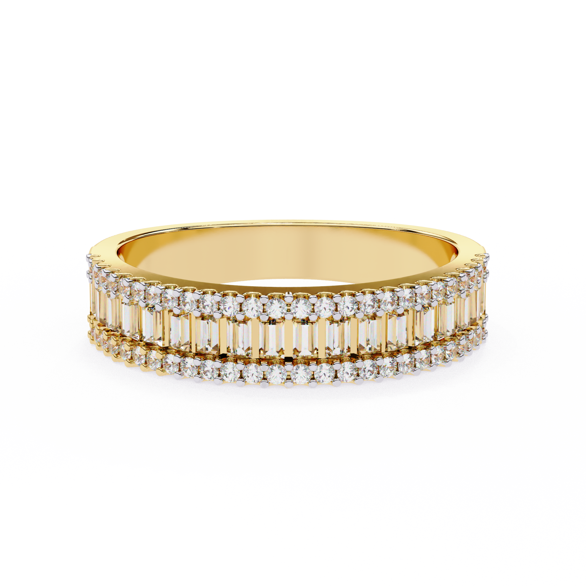 Radiant Baguette Diamond Row Ring