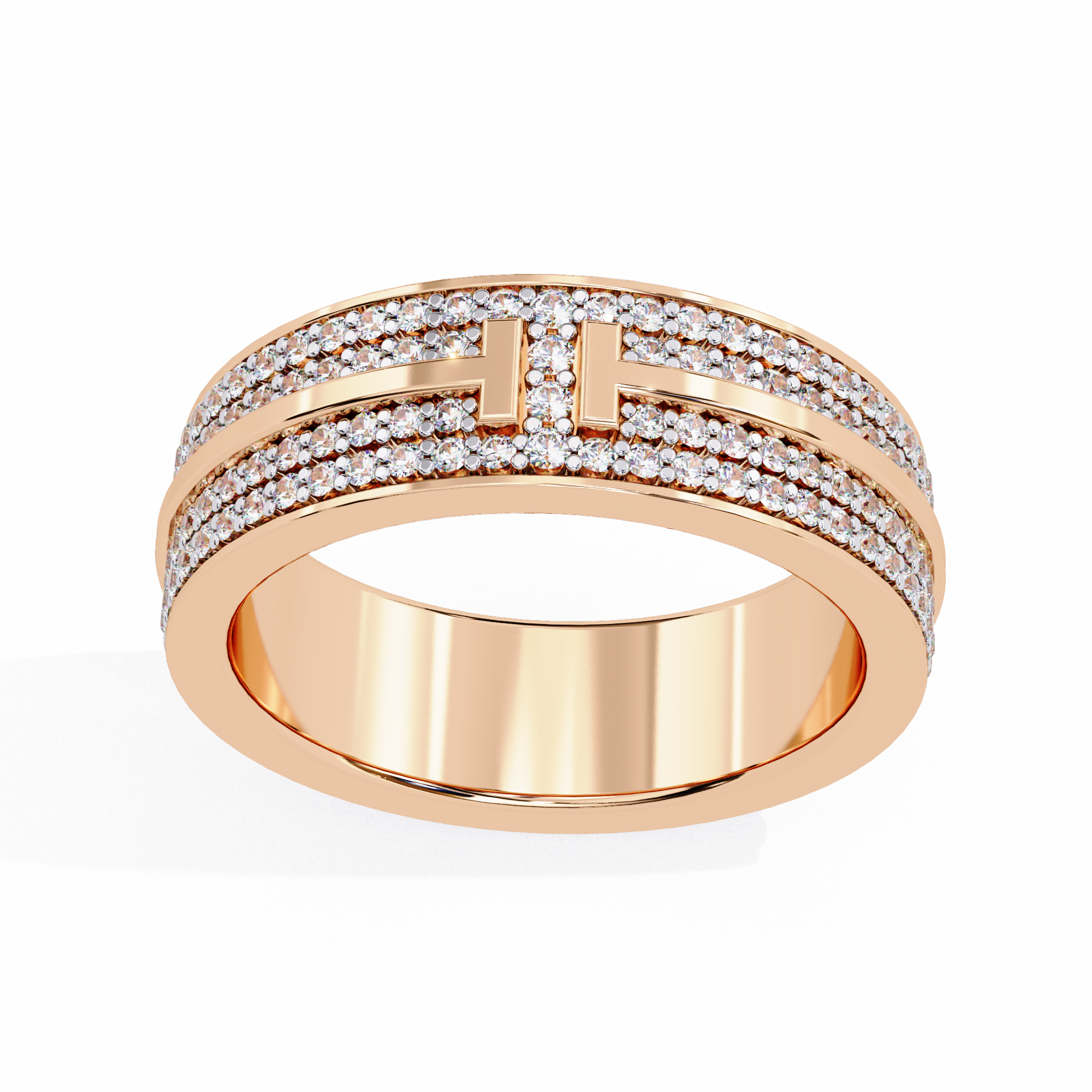 Luxe Geometric T Pave Band