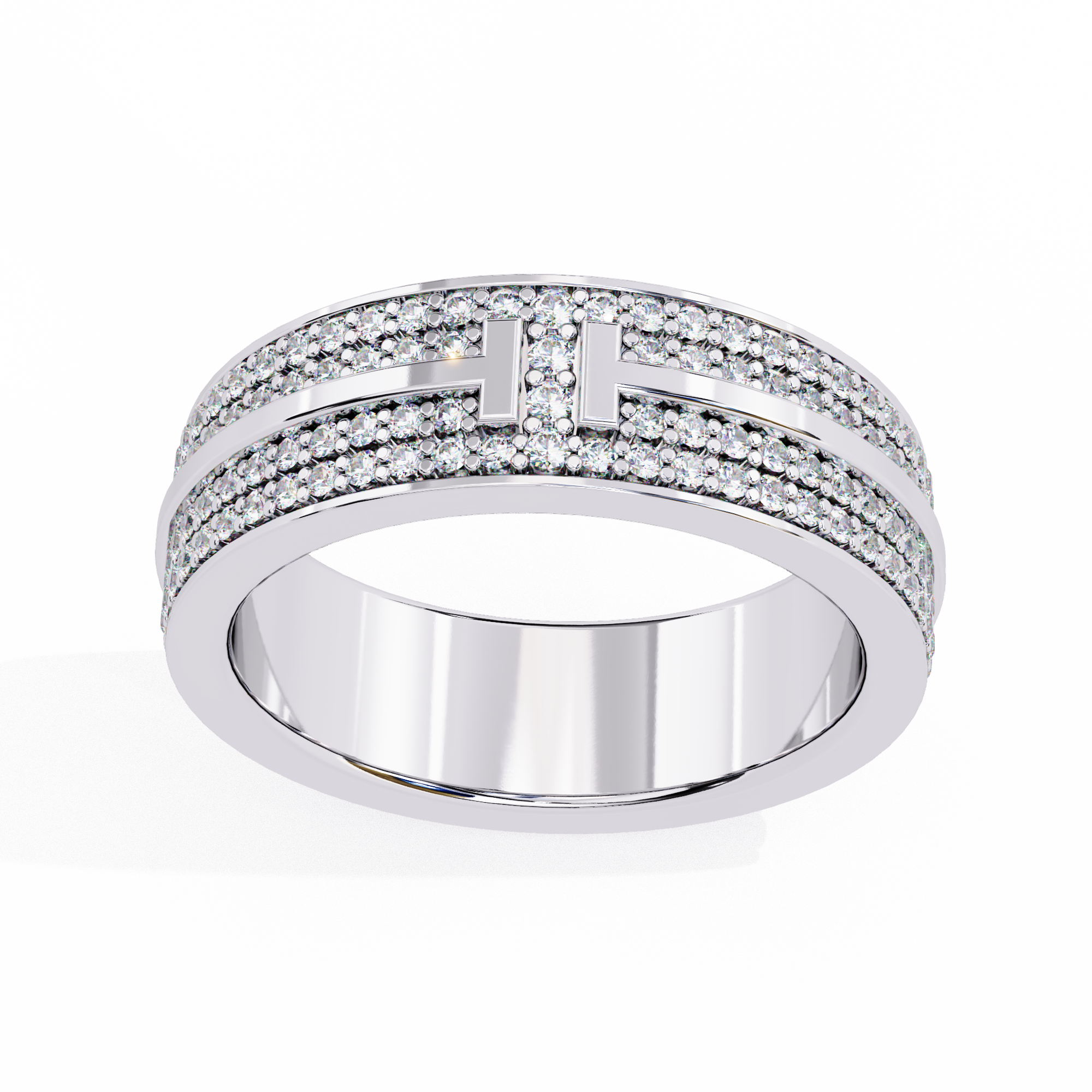 Luxe Geometric T Pave Band