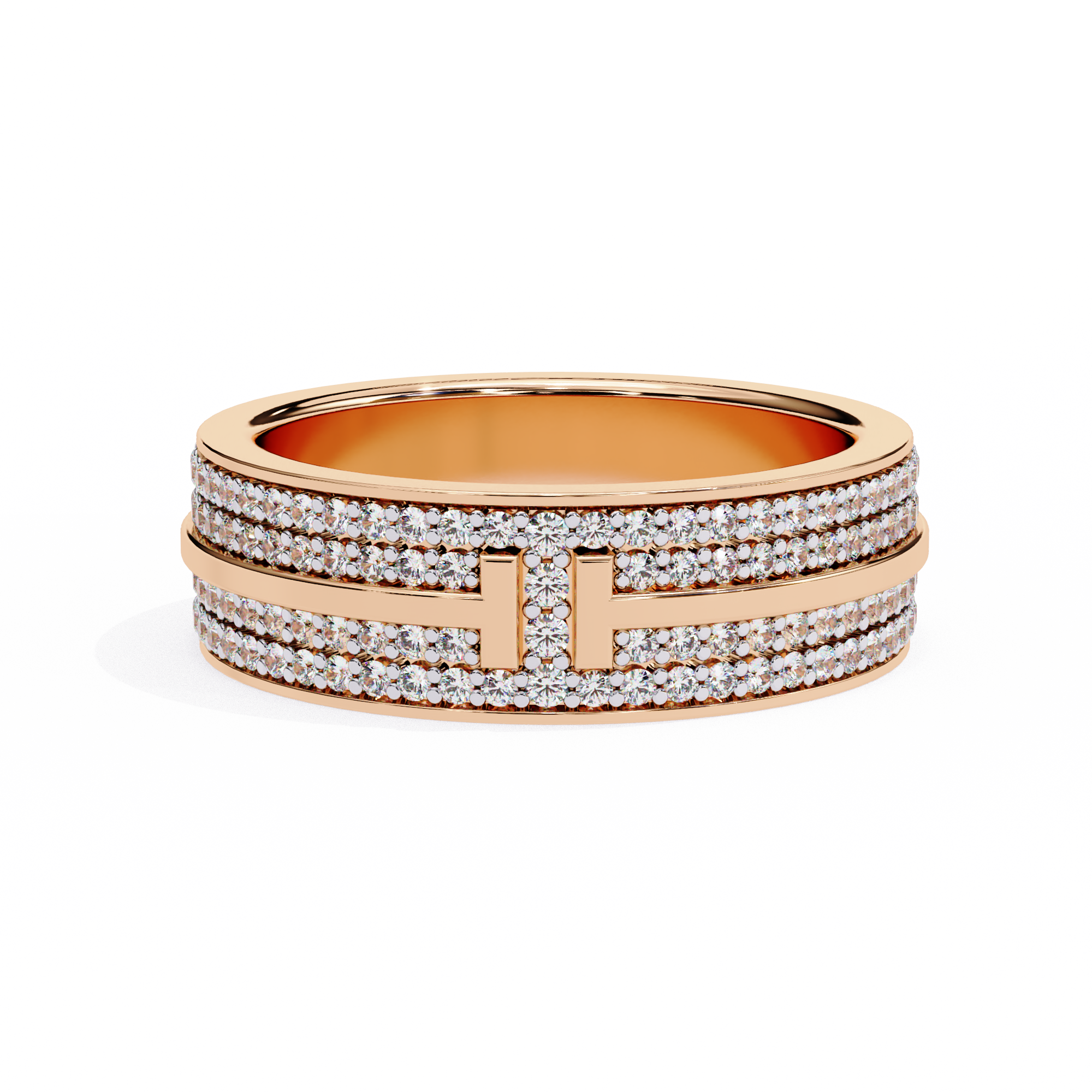 Luxe Geometric T Pave Band