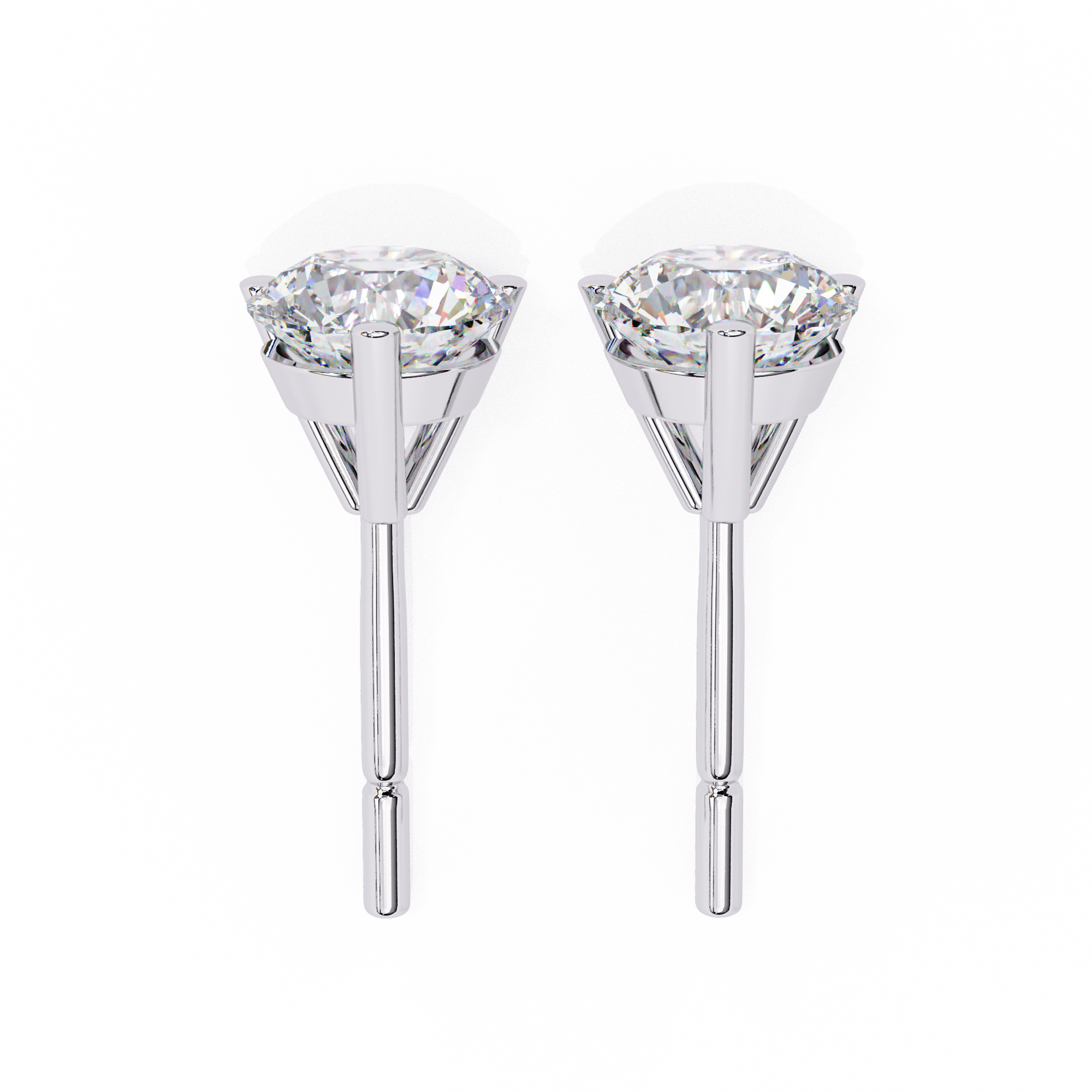 Classic Round Diamond Three Prong Stud Earrings (F/G VS+)
