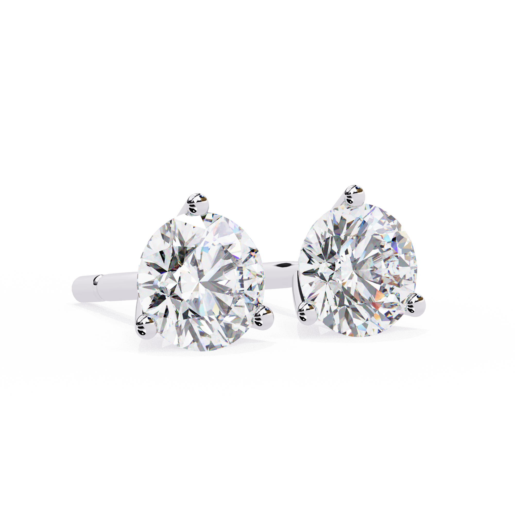 Classic Round Diamond Three Prong Stud Earrings (F/G VS+)