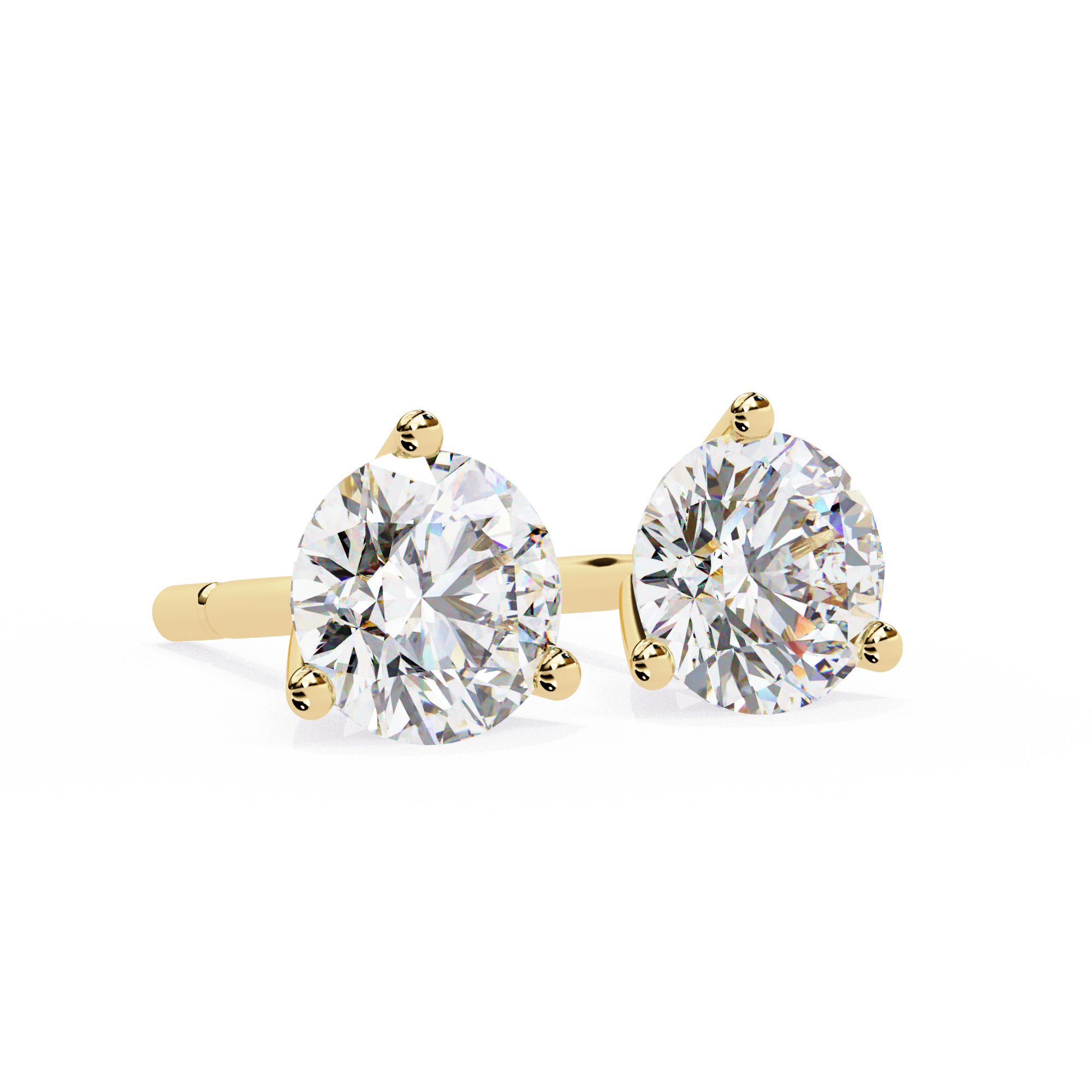 Classic Round Diamond Three Prong Stud Earrings (F/G VS+)