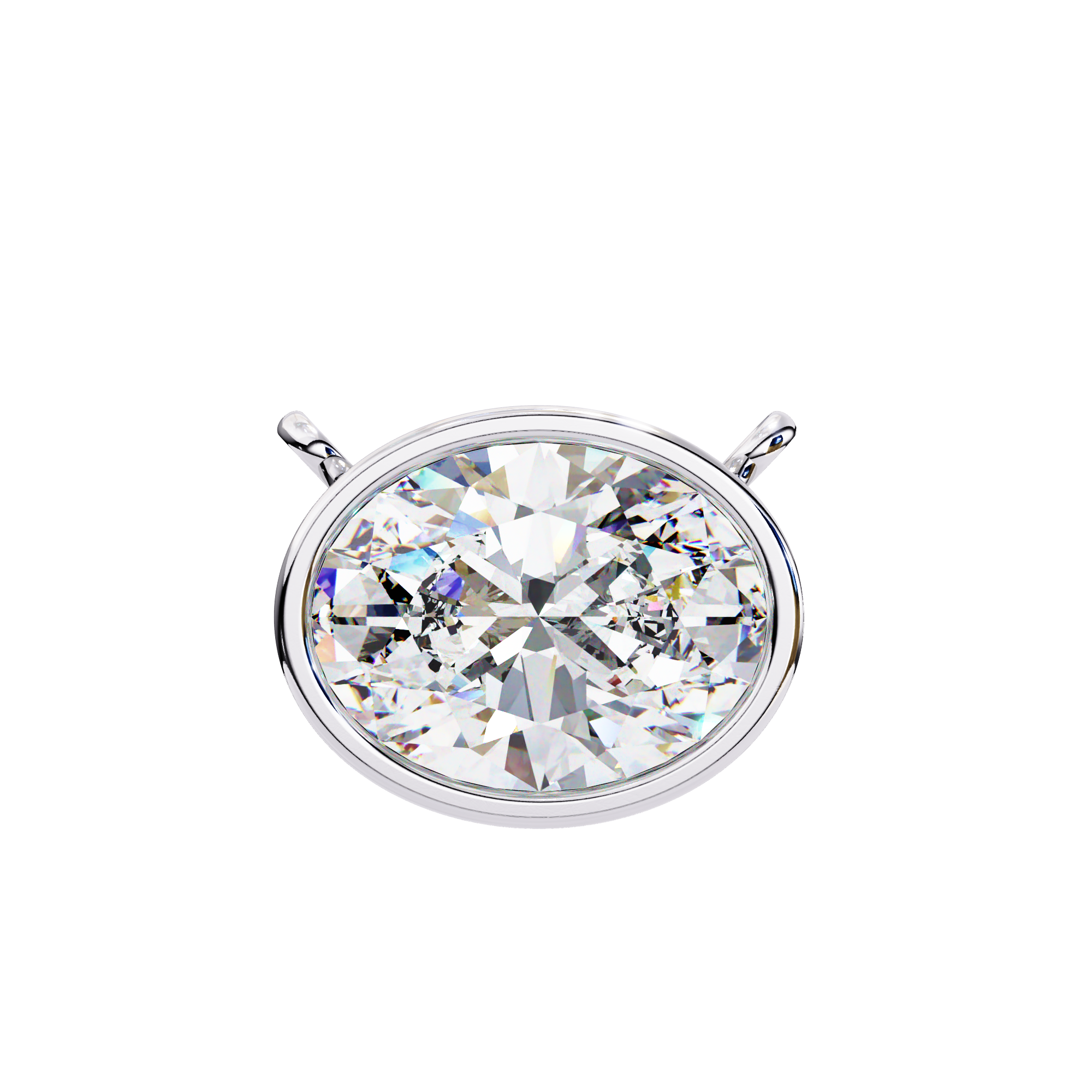 Classic Oval Bezel Set Lab Created Diamond Solitaire Necklace