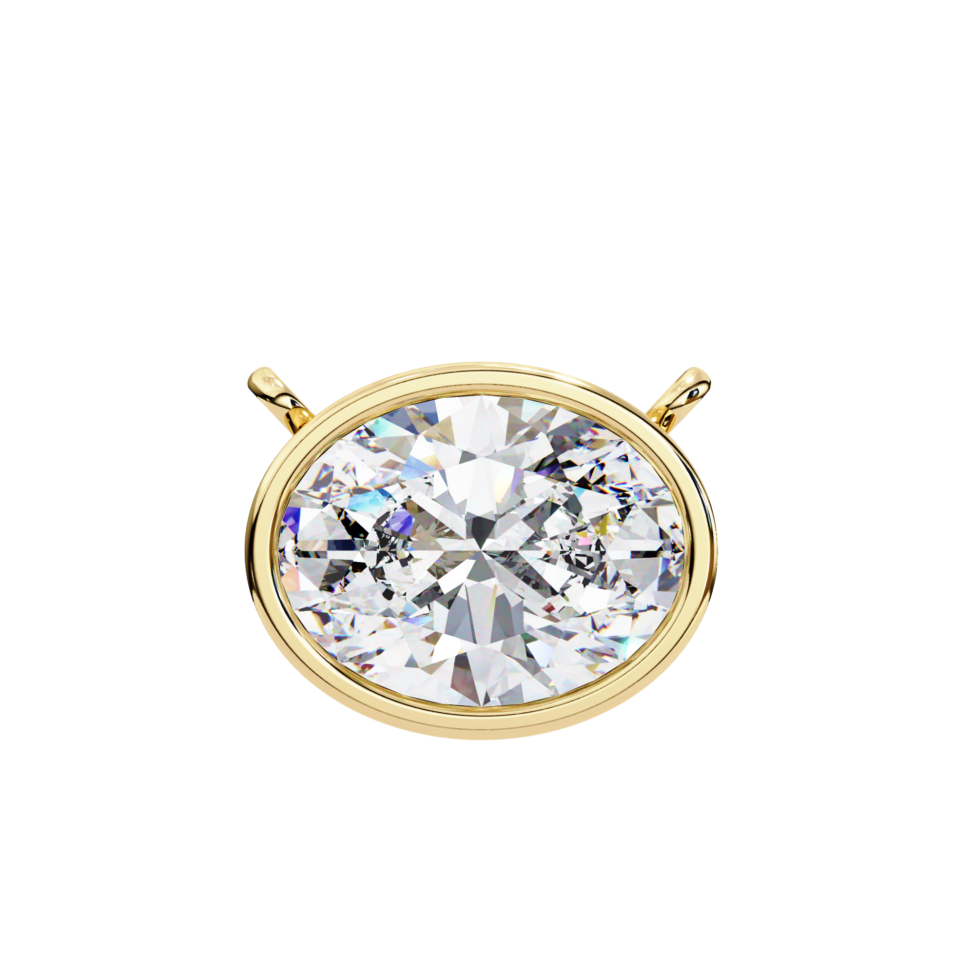 Classic Oval Bezel Set Lab Created Diamond Solitaire Necklace