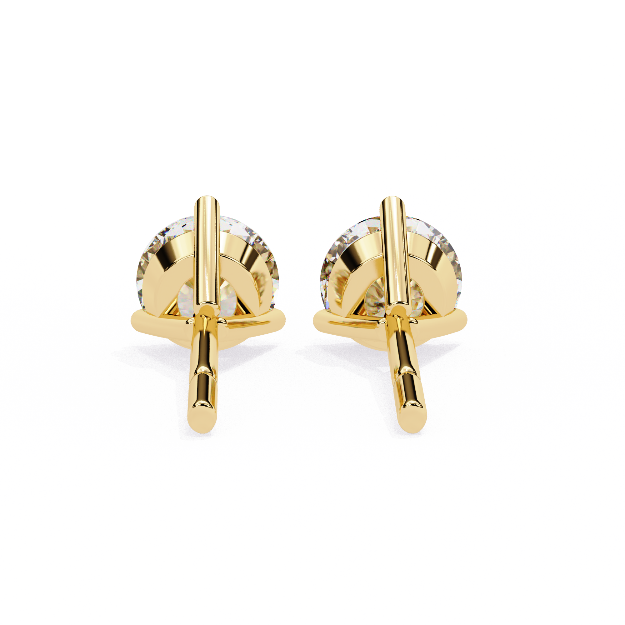Classic Round Diamond Three Prong Stud Earrings (F/G VS+)