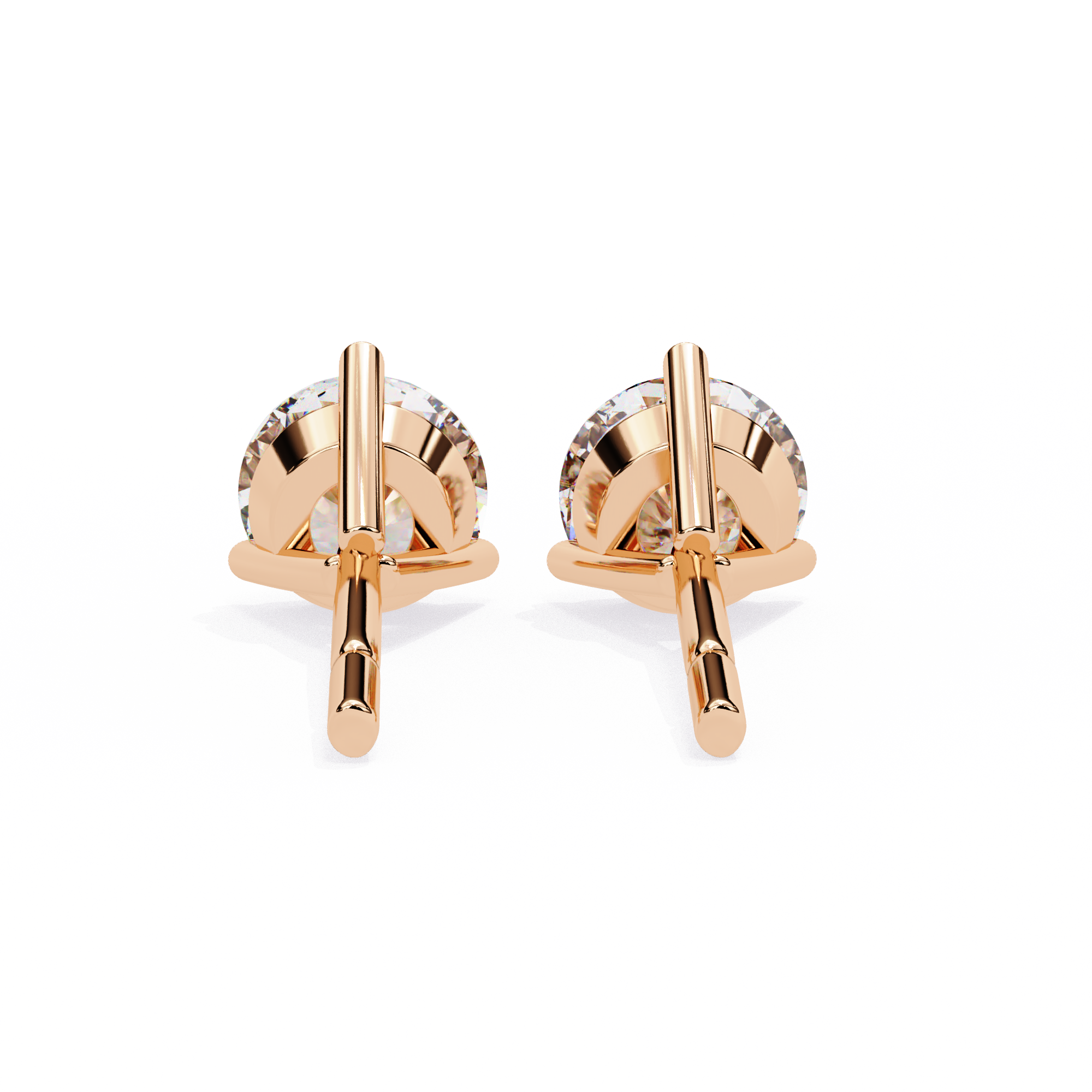 Classic Round Diamond Three Prong Stud Earrings (F/G VS+)